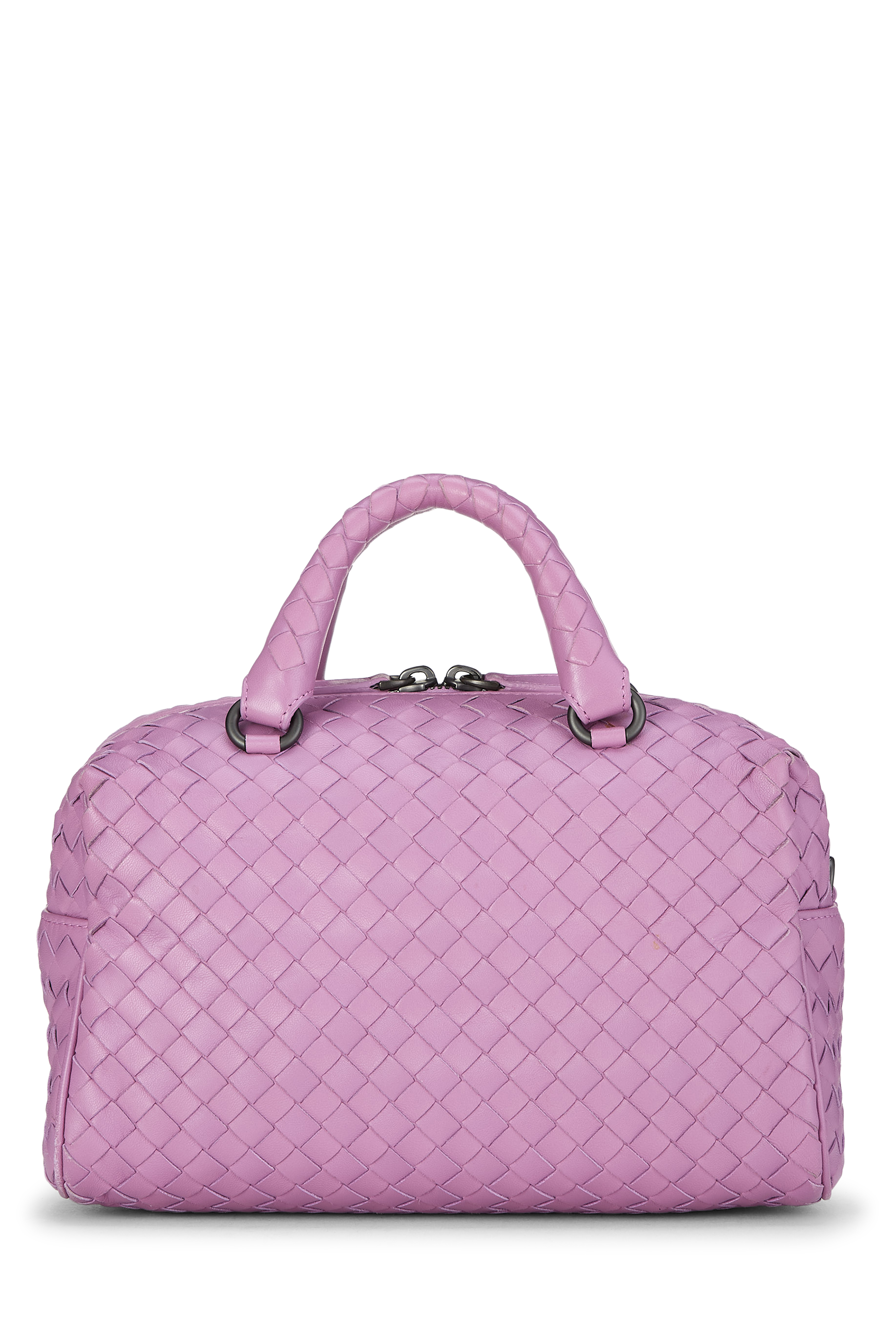 Pre-Owned Purple Intrecciato Leather Boston Bag Q1B04J1EUB000