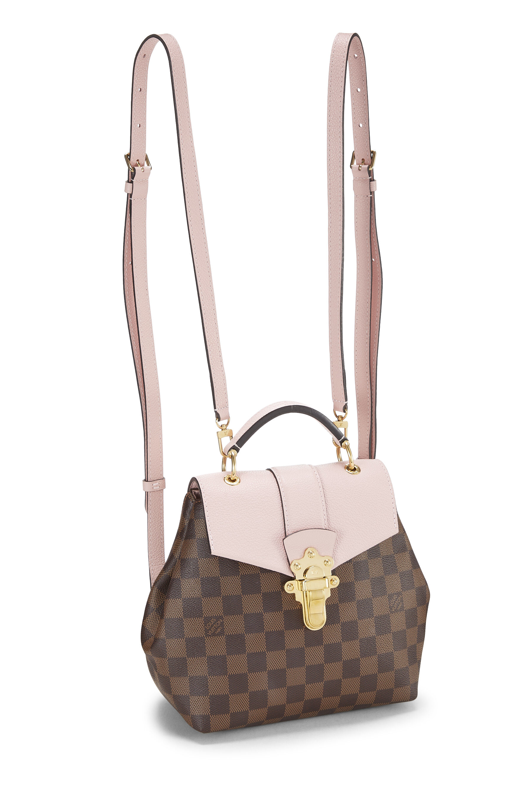 Louis Vuitton Clapton Backpack Damier Brown Canvas Leather Pink