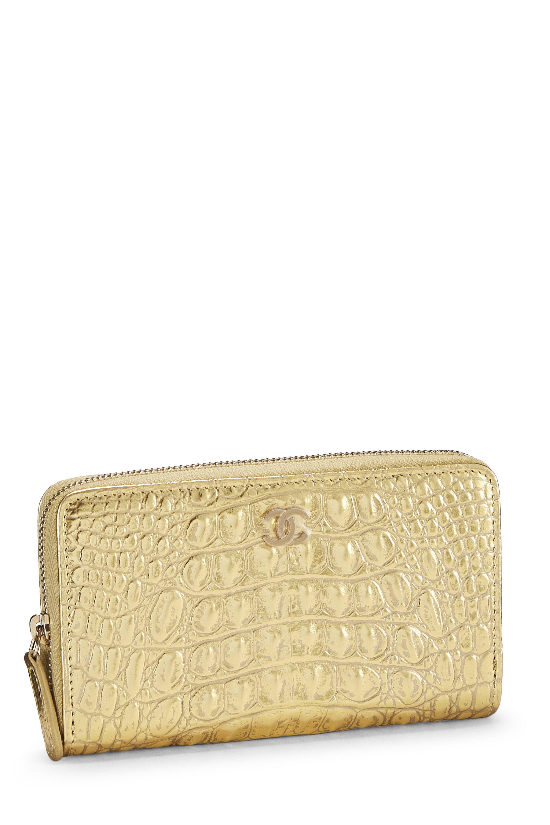 Chanel - Gold Embossed Crocodile Wallet