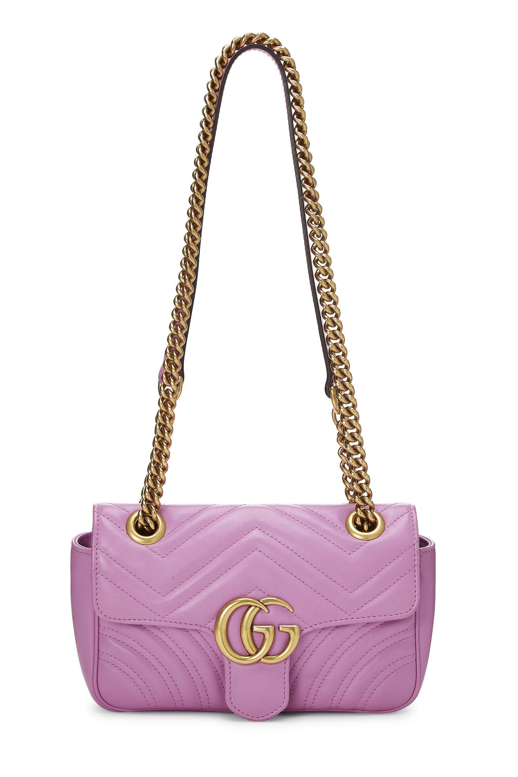 Gucci Purple Matelassé Leather Marmont Shoulder Bag Small
