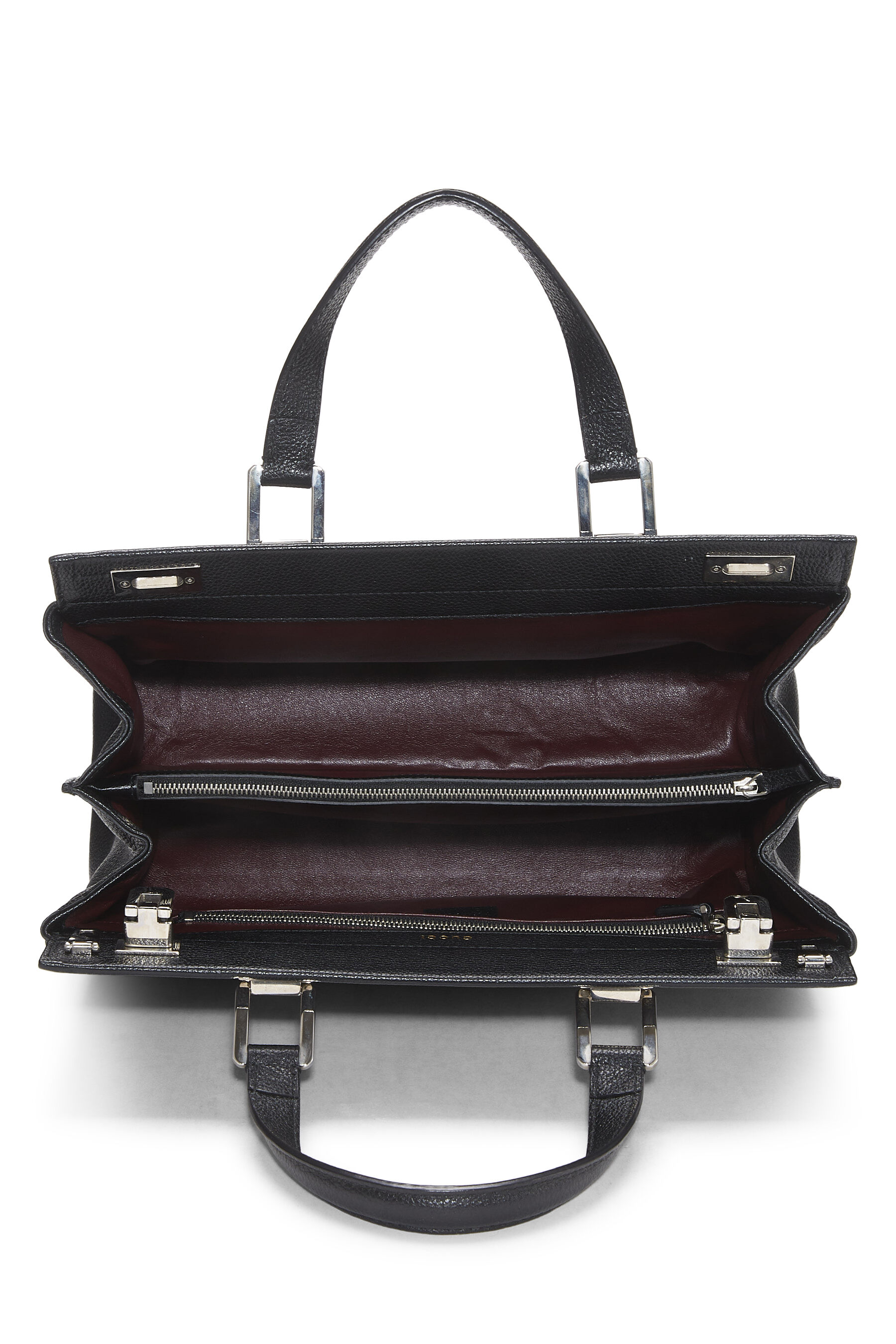 Black Leather Zumi Top Handle Bag Medium