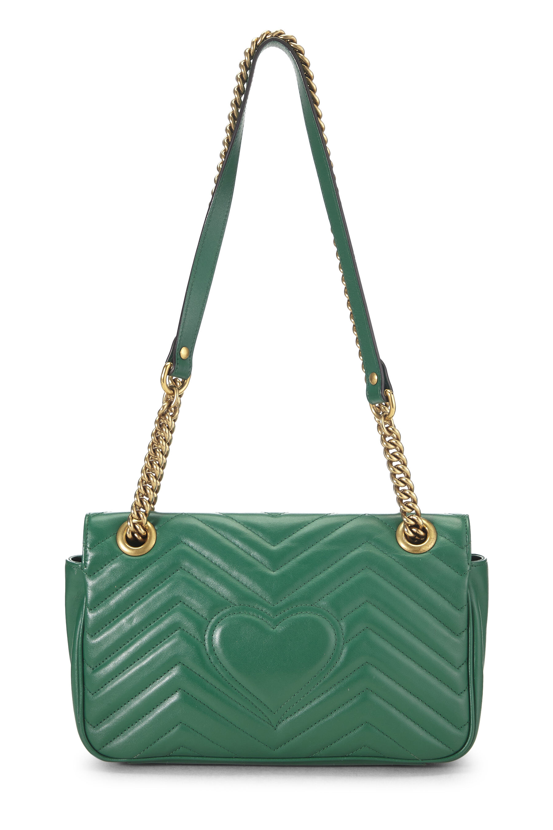 Green Leather Matelassé Marmont Shoulder Bag Small