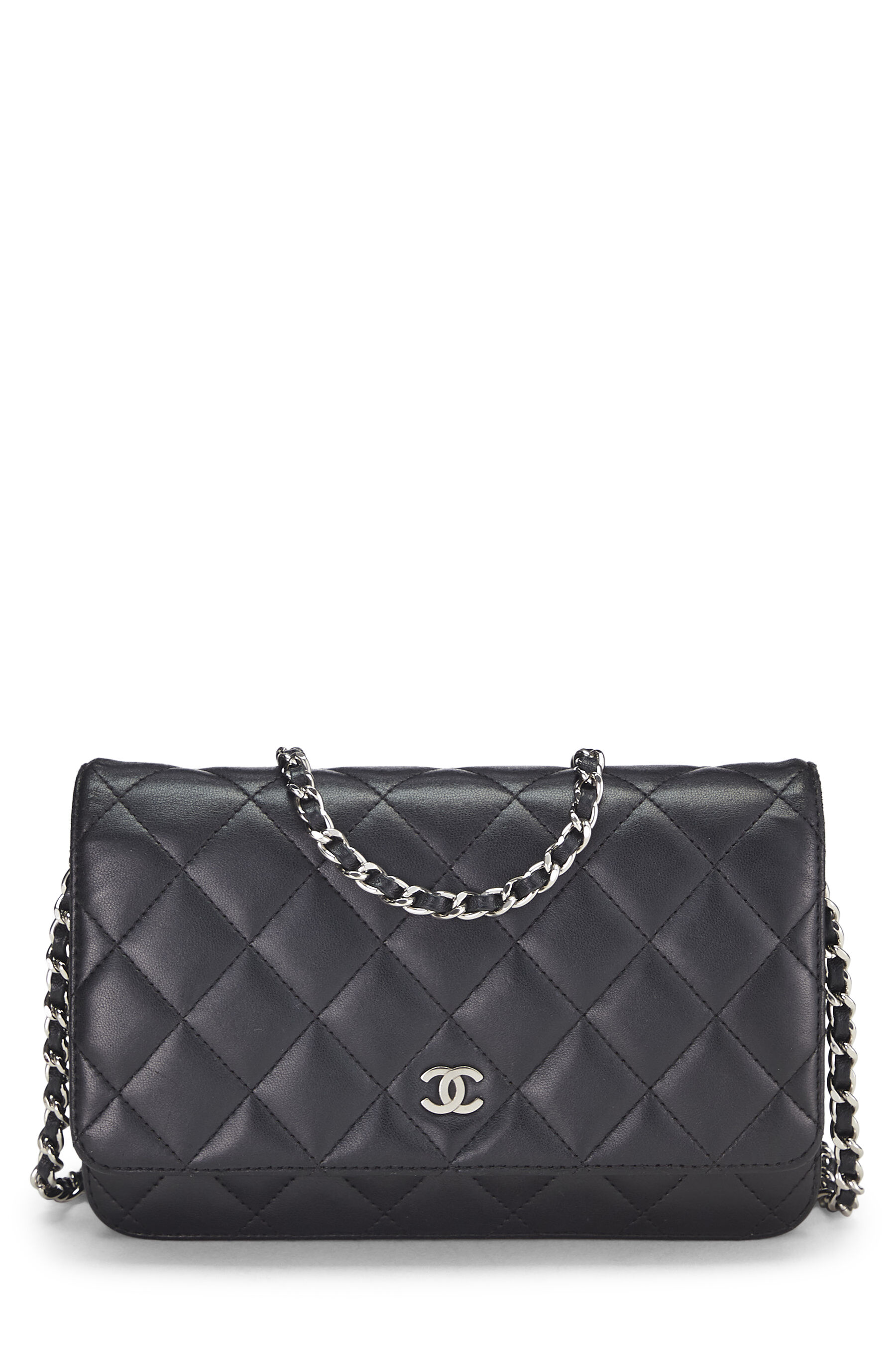 Black Quilted Lambskin Classic Wallet On Chain (WOC)