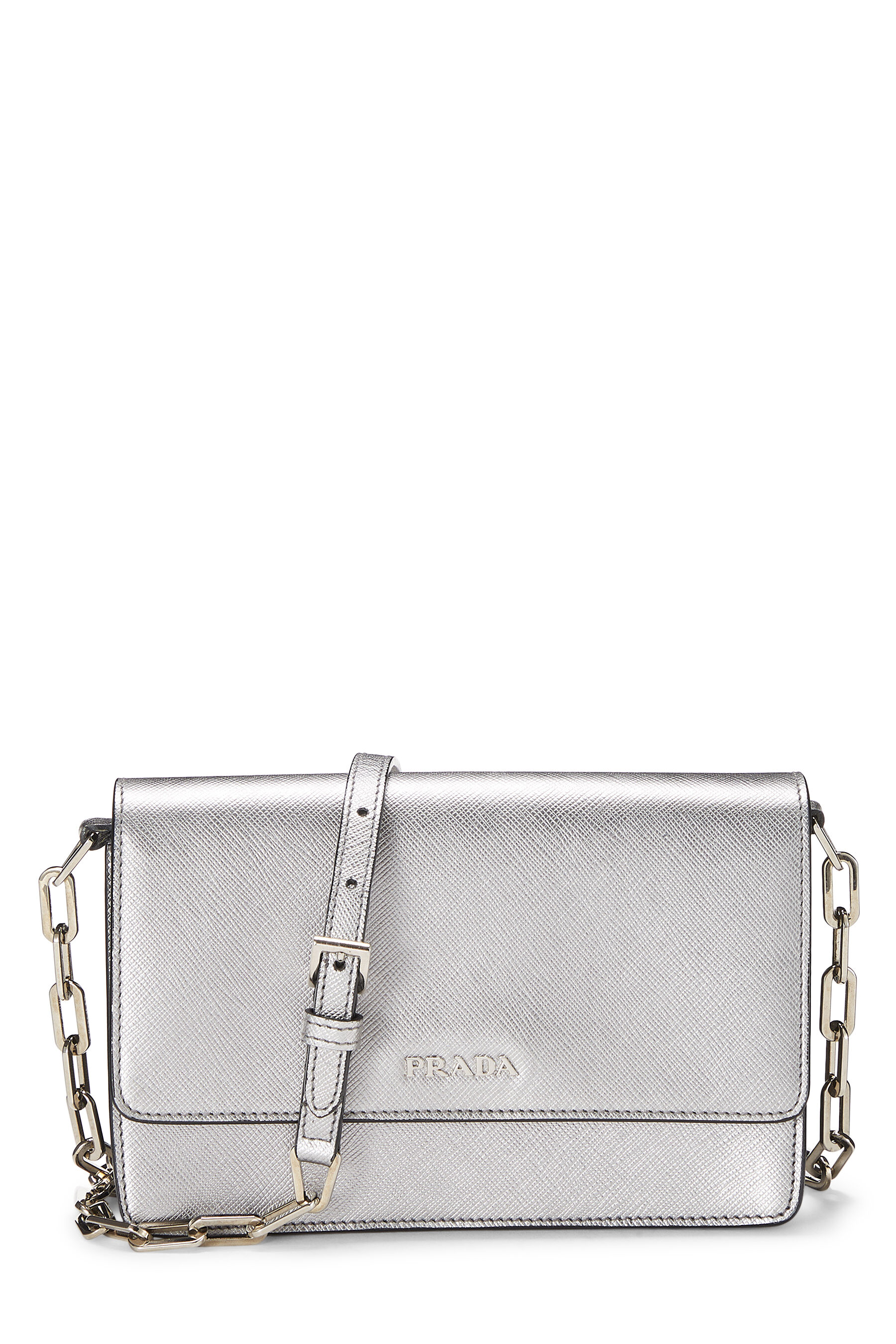 Silver Saffiano Leather Wallet-On-Chain (WOC)