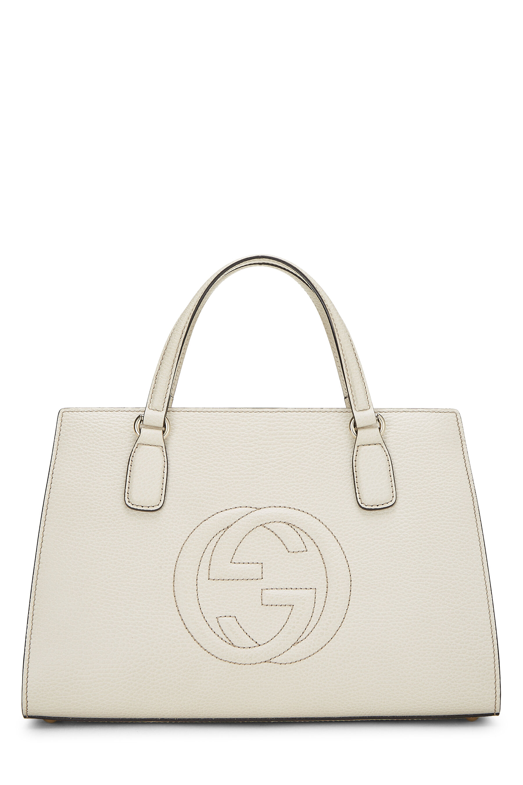 White Grained Leather Soho Handbag Large