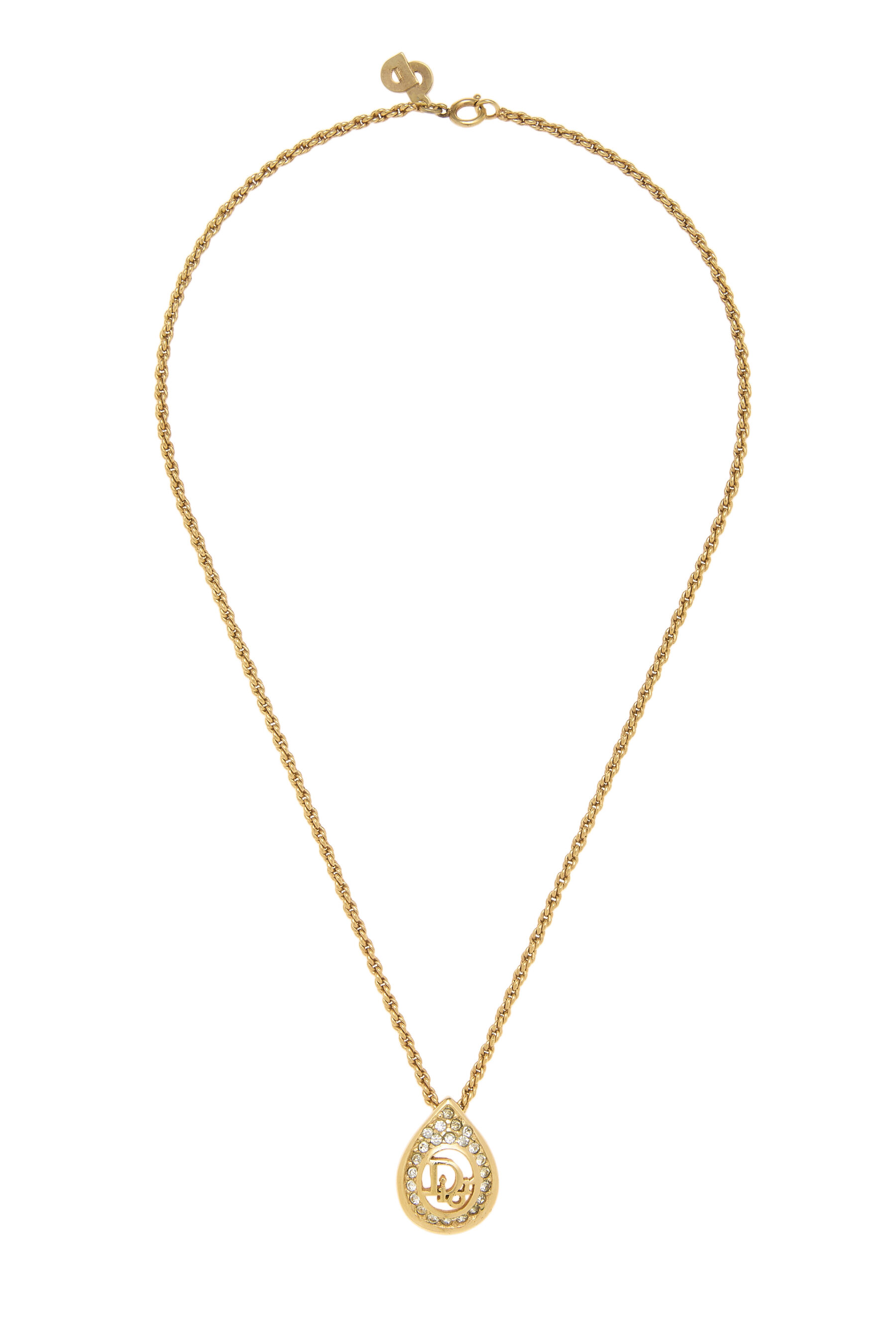 Christian Dior - Gold Crystal Logo Necklace