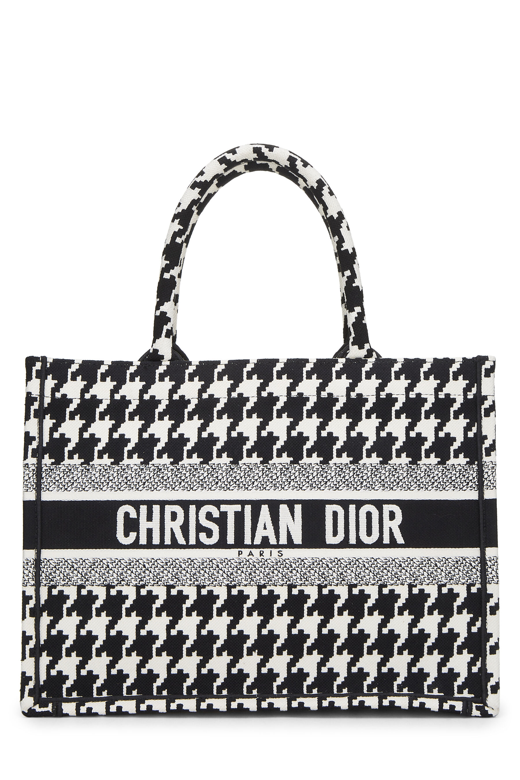 Christian Dior Black & White Houndstooth Book Tote Medium