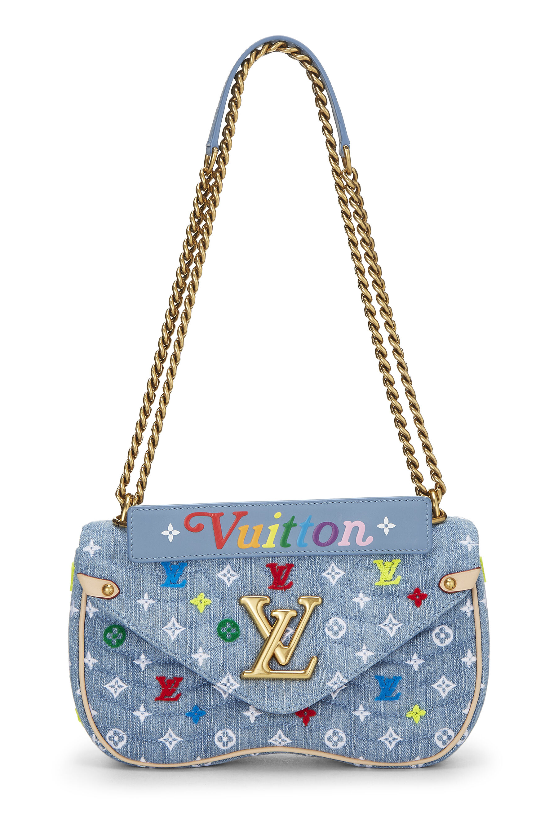 Blue Quilted Monogram Denim New Wave Chain Bag MM