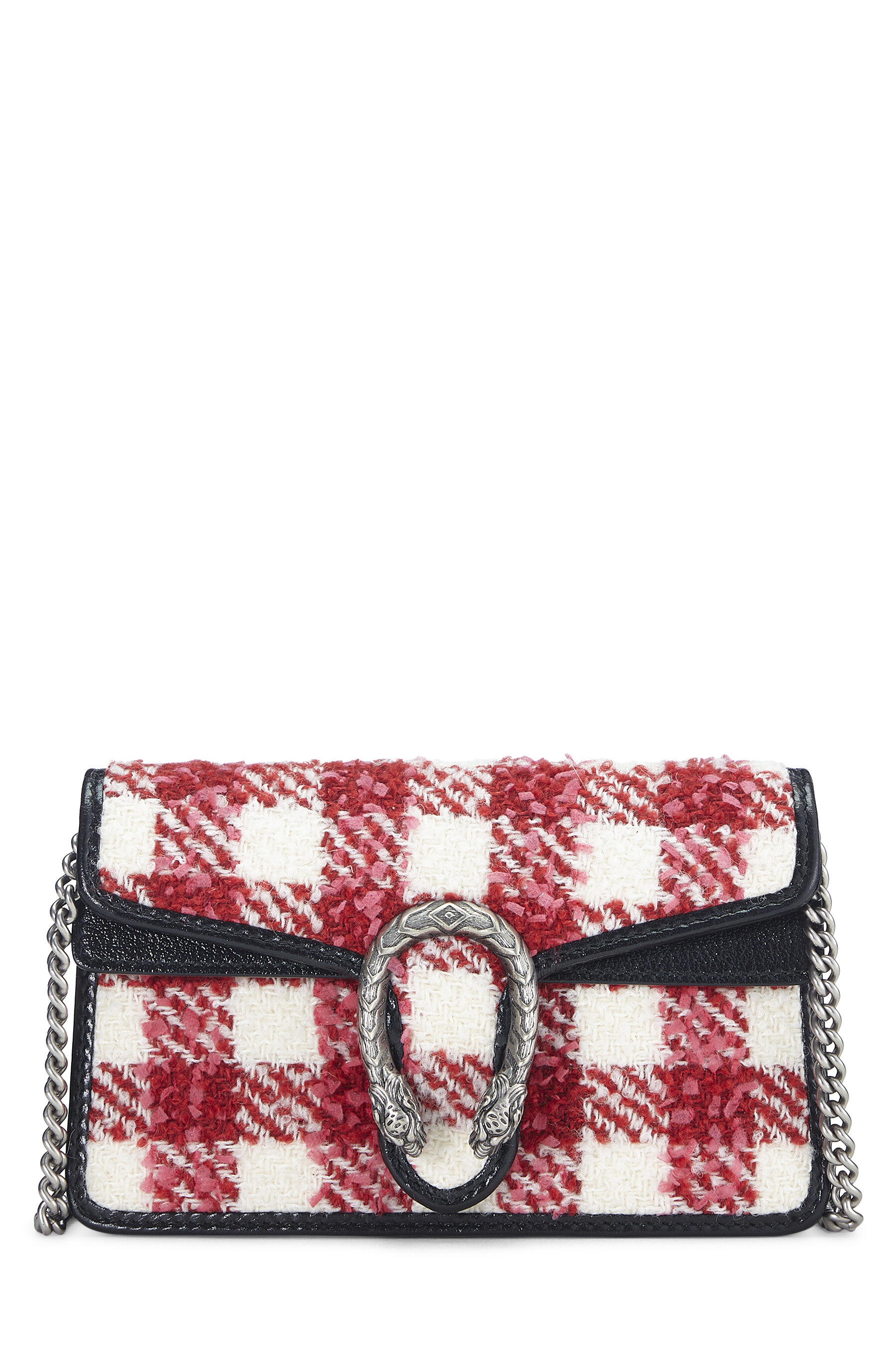 Gucci - Red & White Tweed Dionysus Shoulder Bag Small