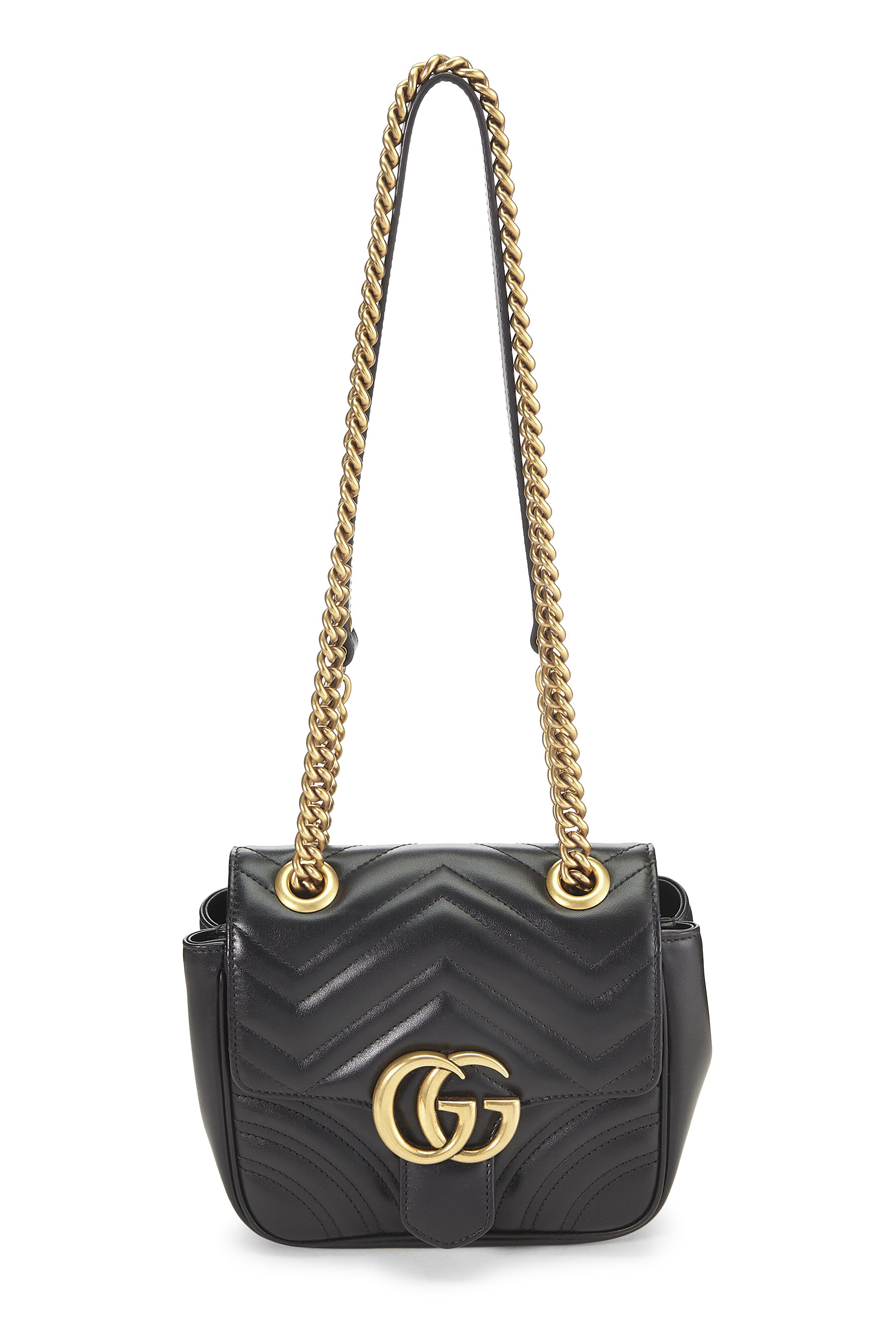 Black Leather GG Marmont Shoulder Bag Mini