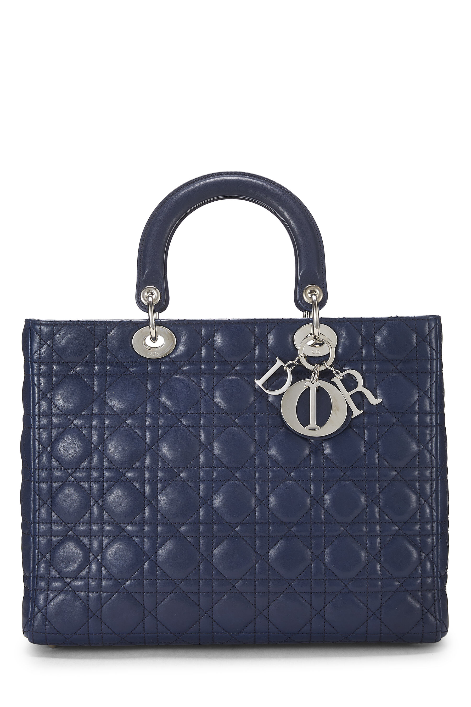 Blue Cannage Quilted Lambskin Lady Dior Dior Large