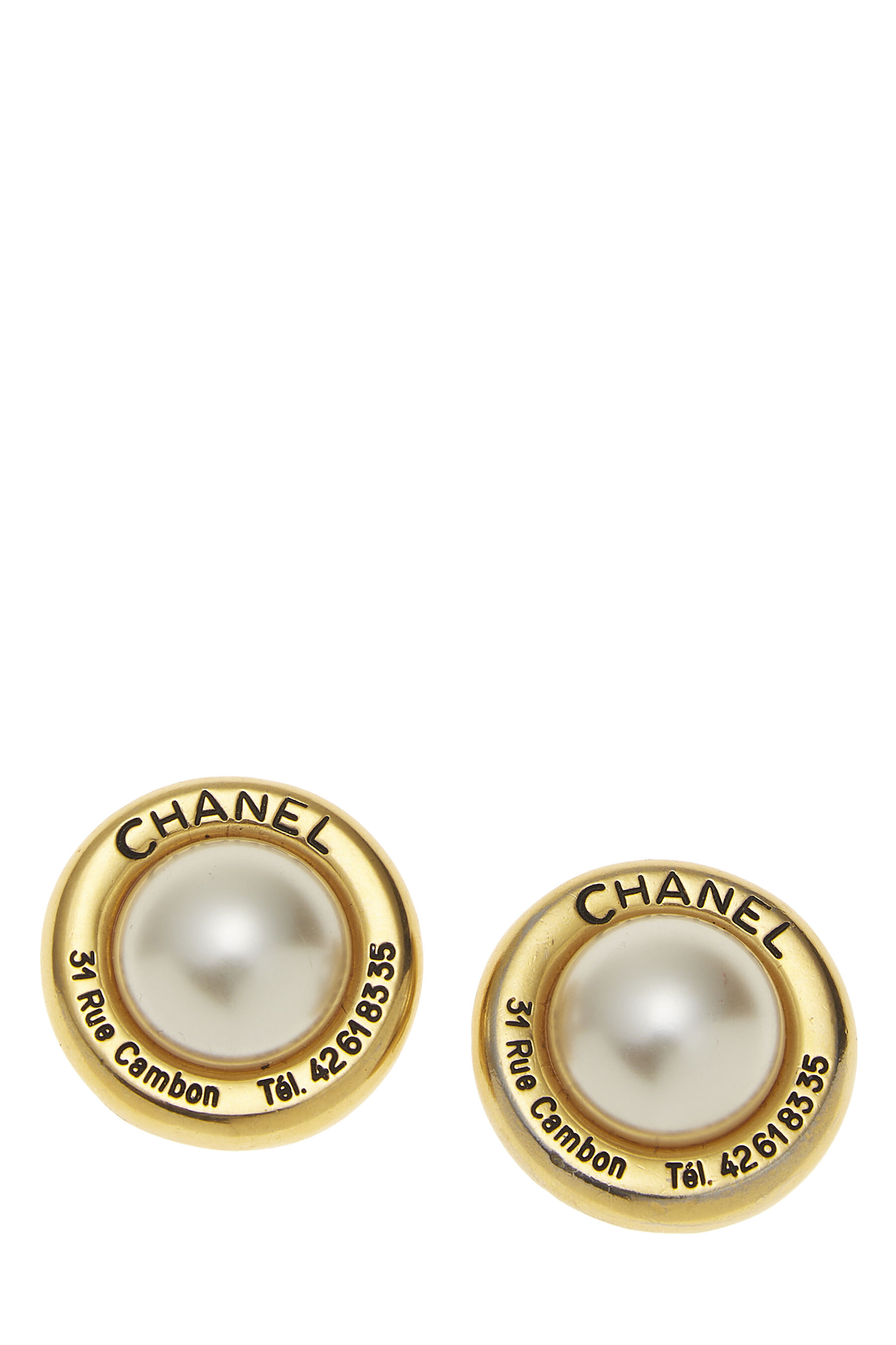 Chanel Gold & Faux Pearl Rue Cambon Earrings