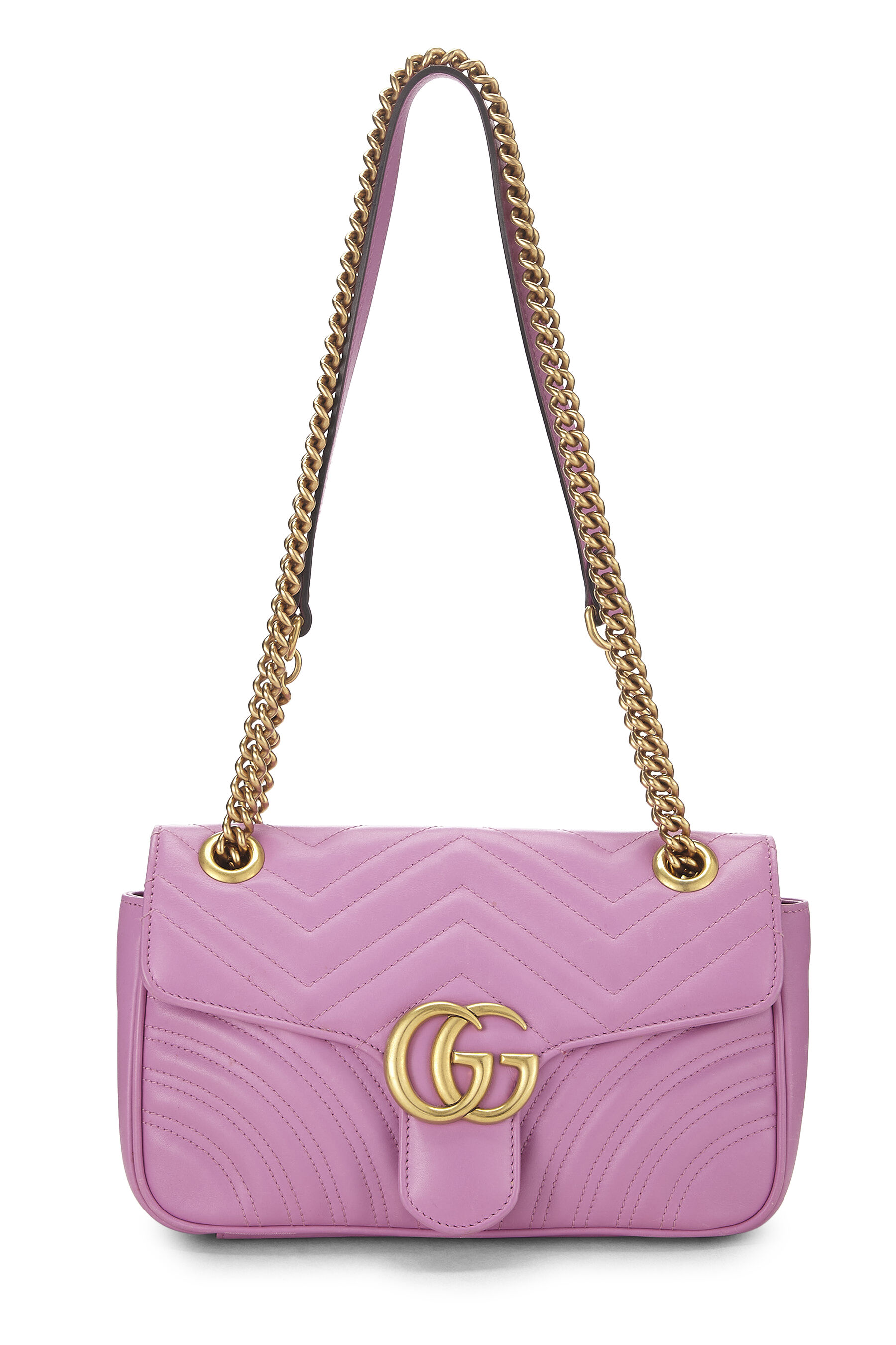Purple Leather GG Marmont Shoulder Bag Small