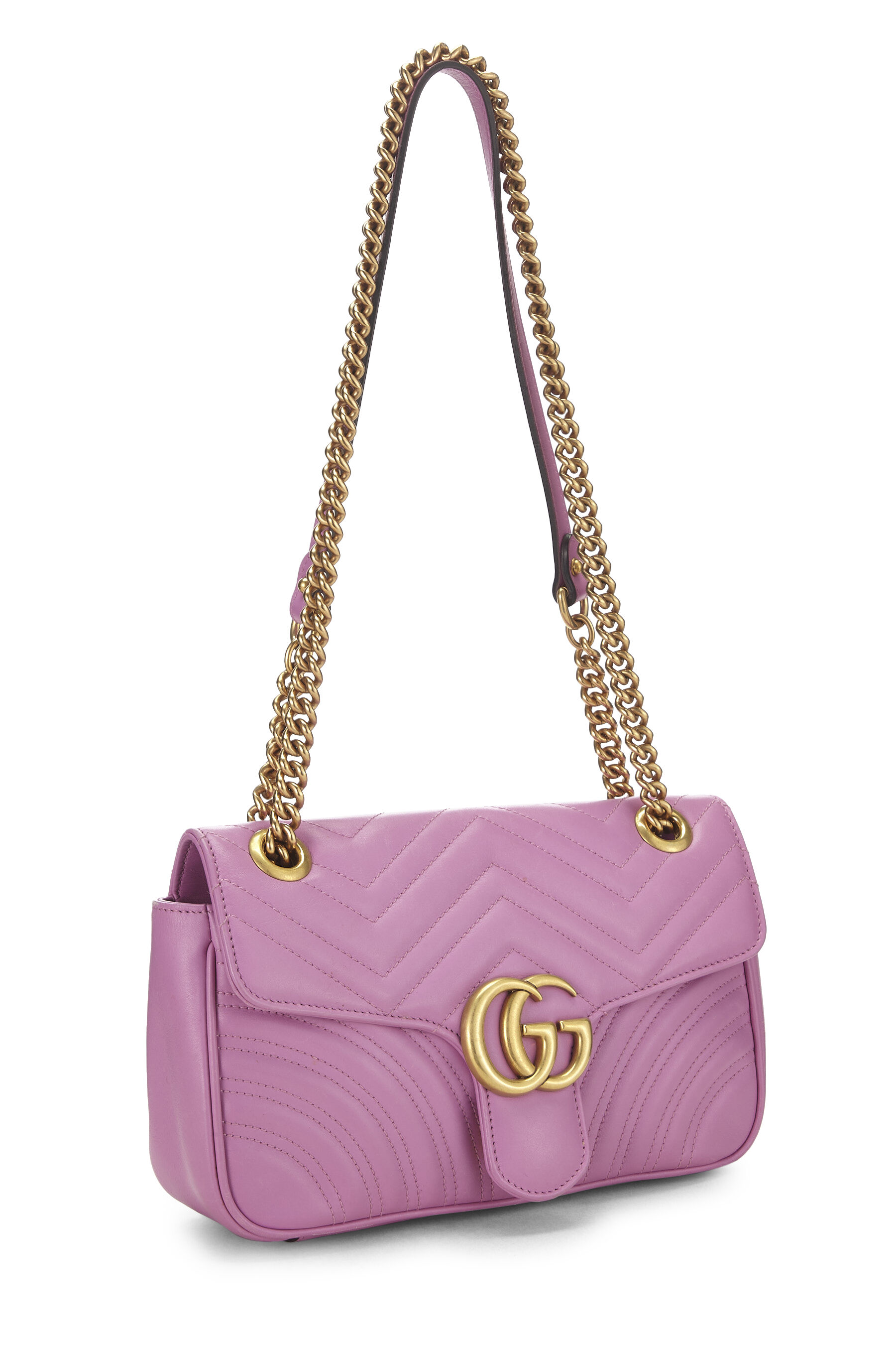 Purple Leather GG Marmont Shoulder Bag Small
