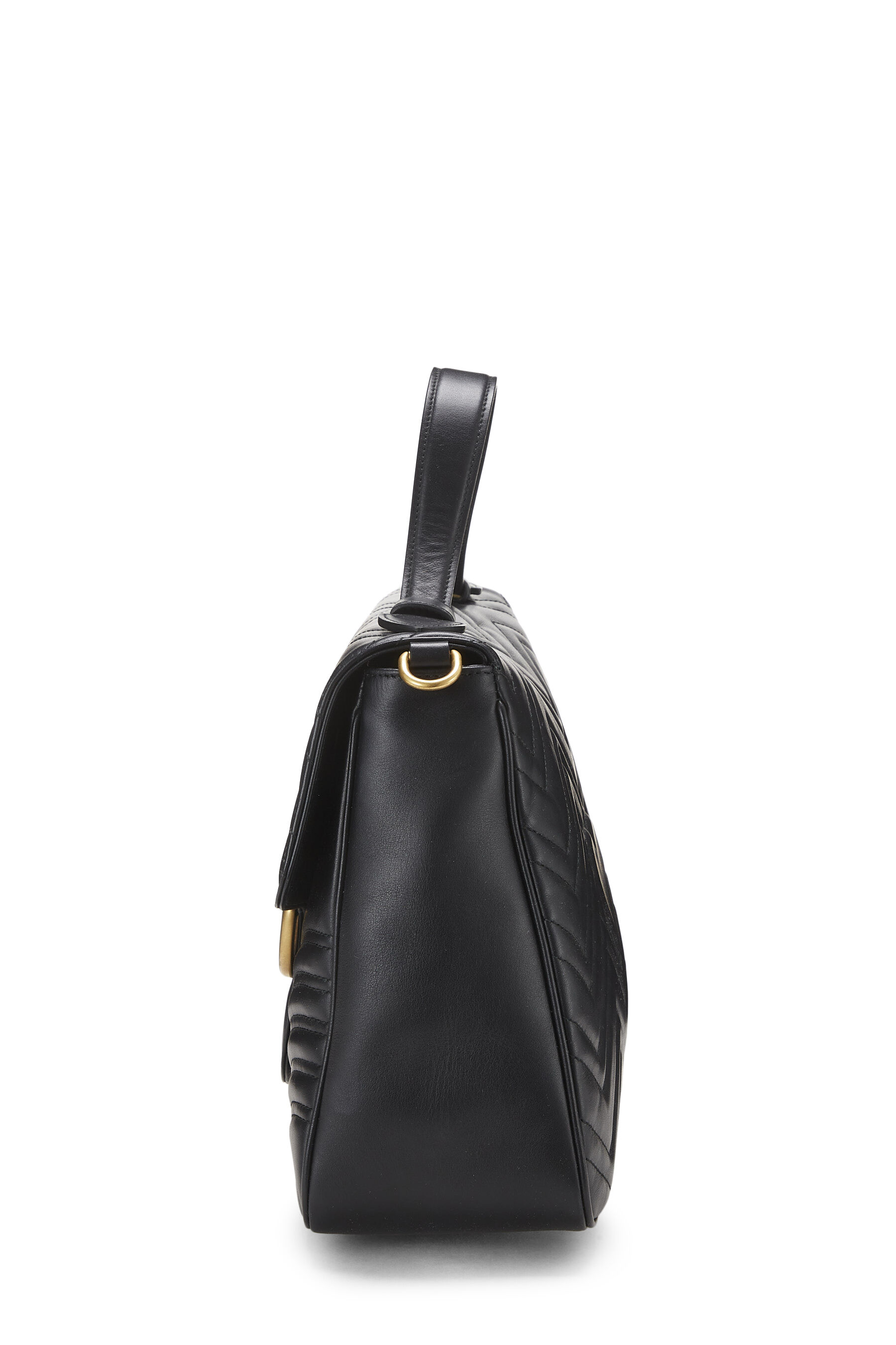 Black Leather GG Marmont Top Handle Bag Medium
