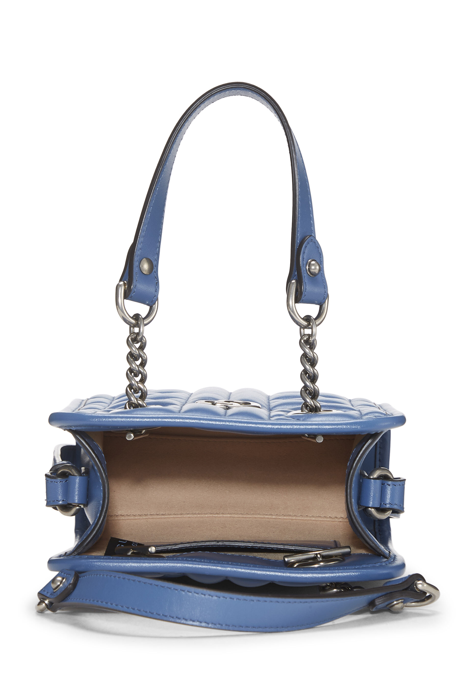 Blue Leather GG Marmont Convertible Shoulder Bag