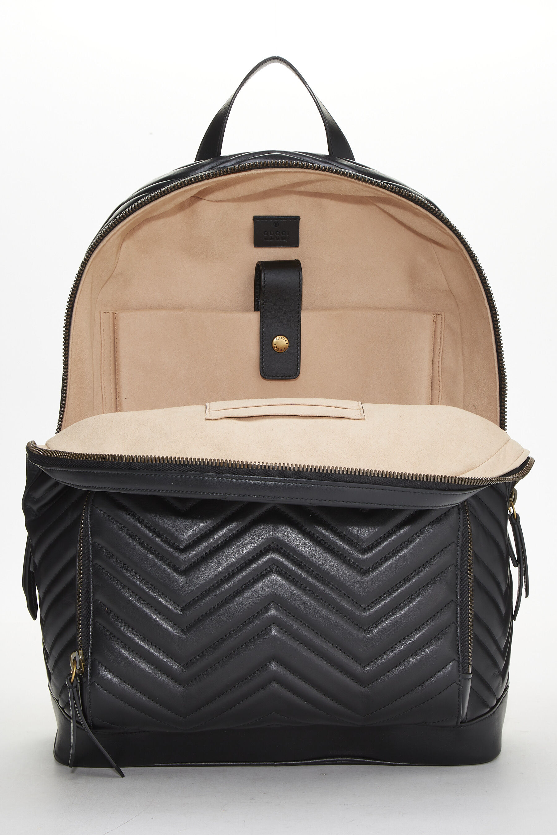 Black Leather GG Marmont Backpack Large
