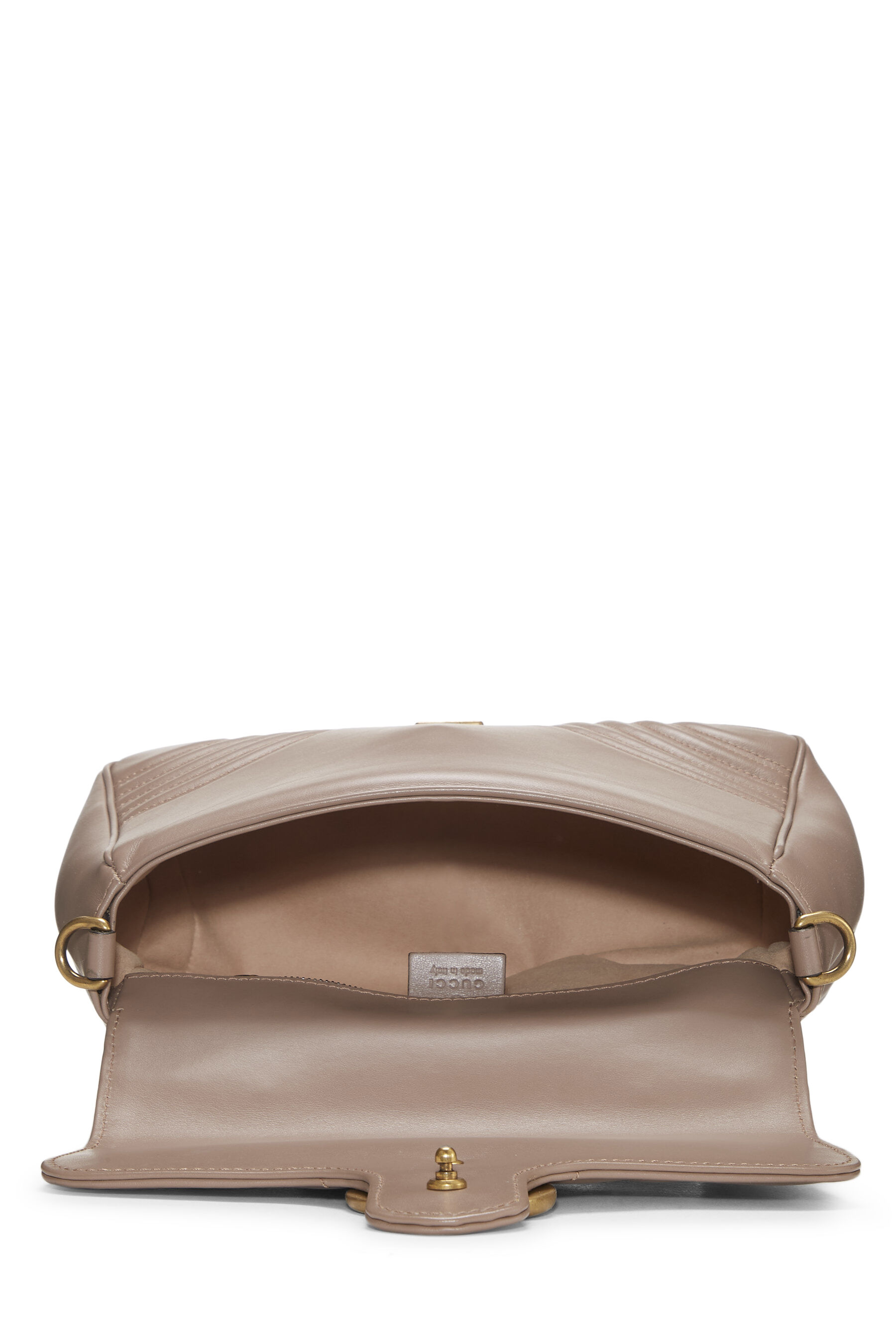 Beige Leather GG Marmont Top Handle Bag Small