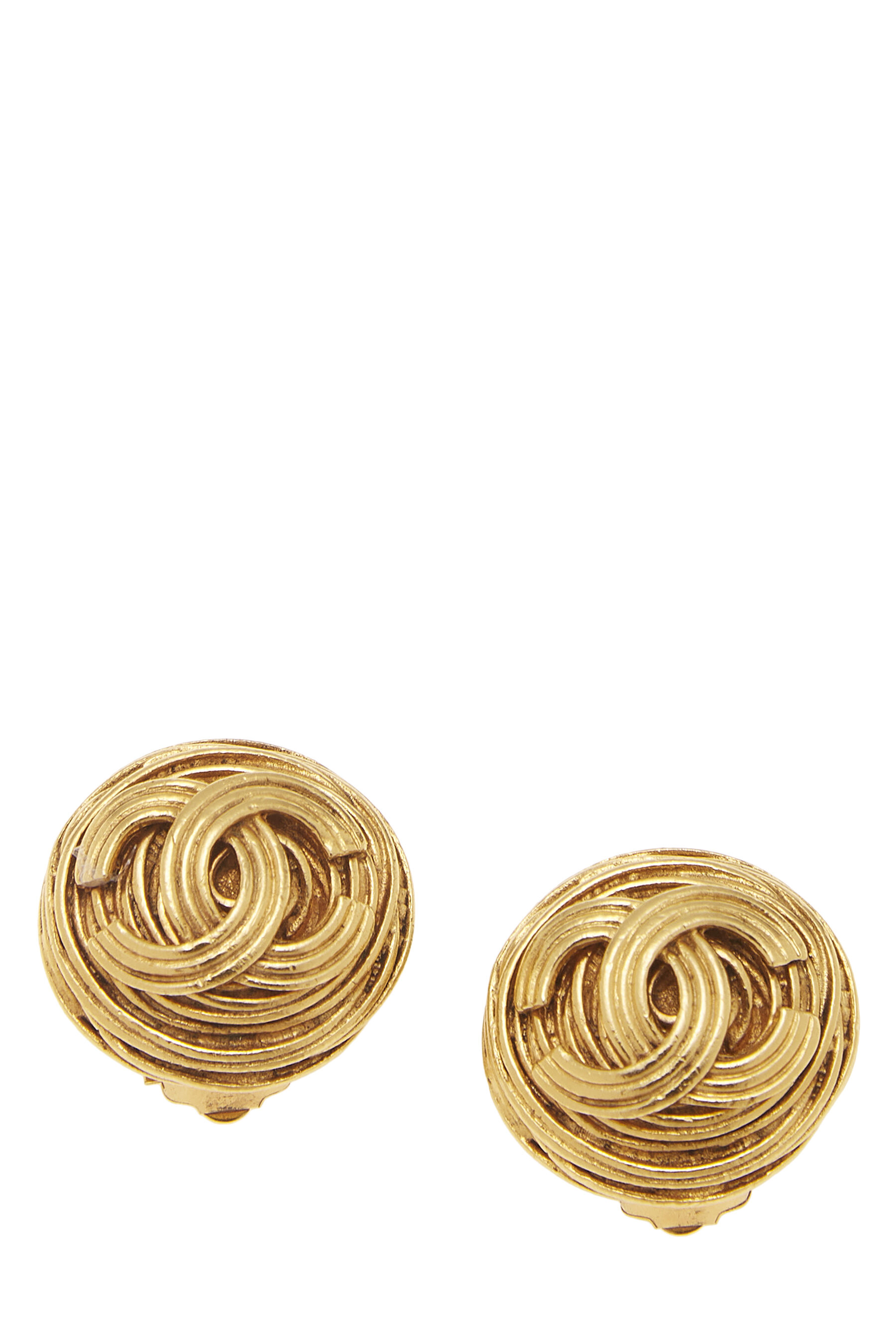 Gold 'CC' Round Earrings