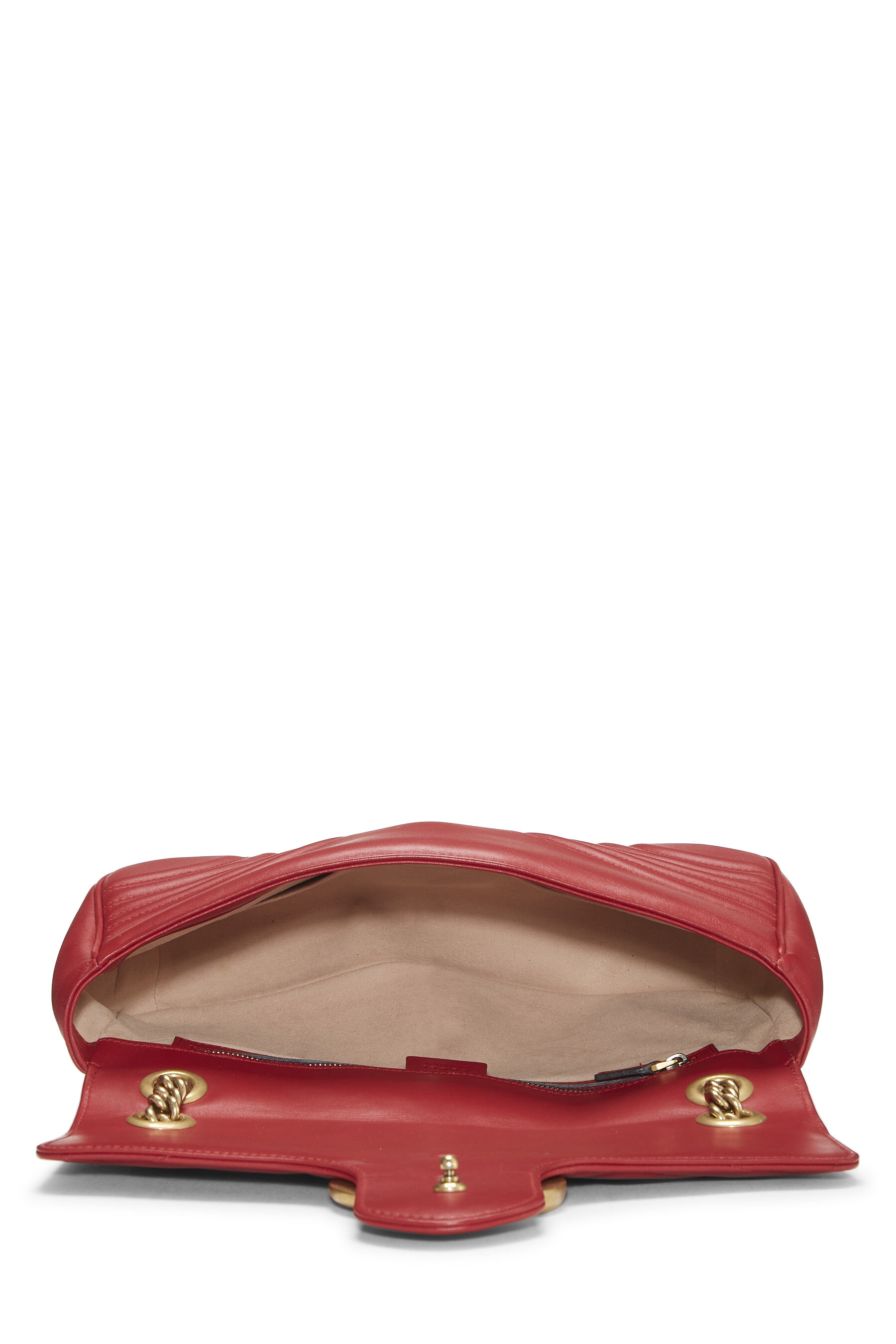 Red Leather GG Marmont Shoulder Bag