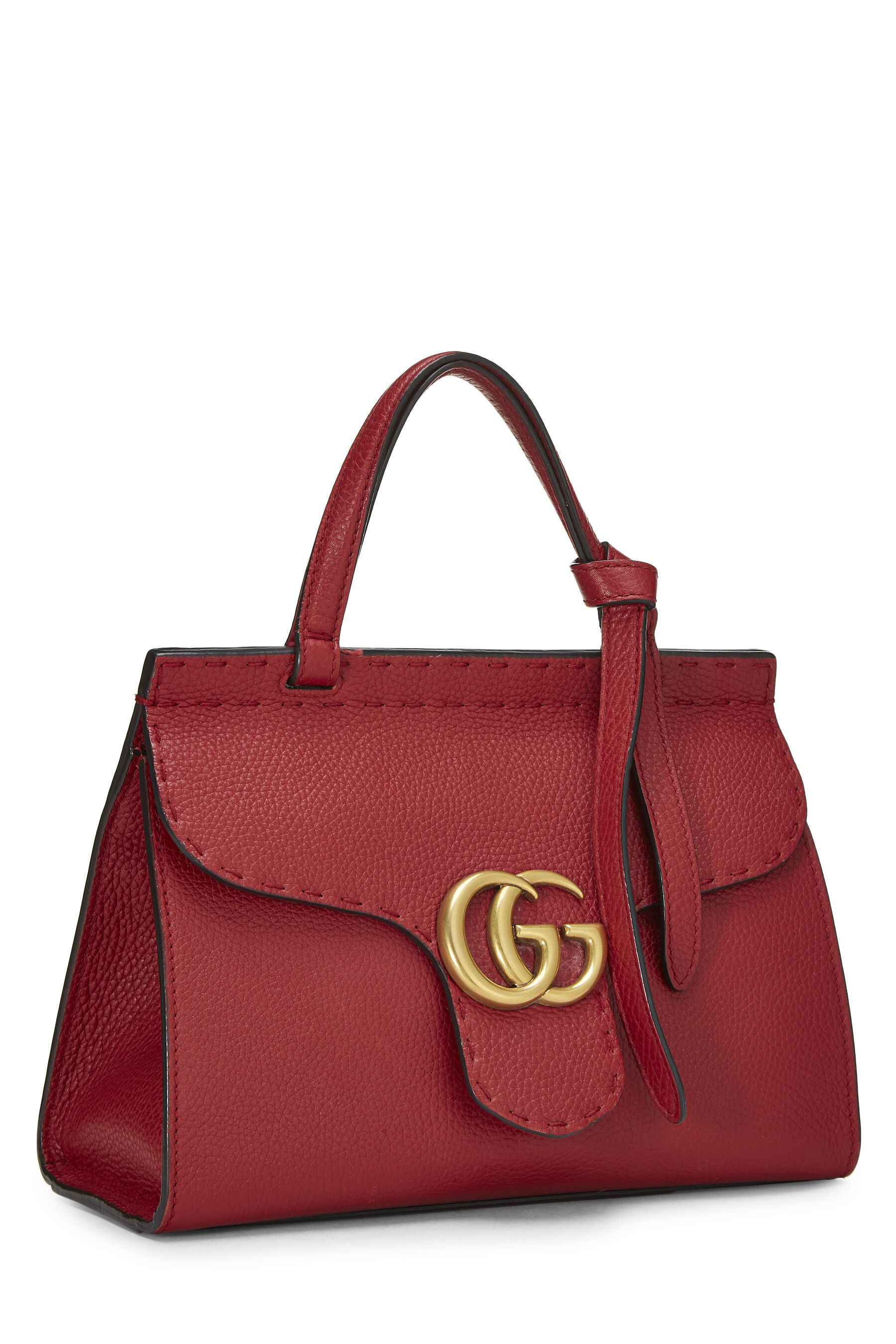 Red Leather GG Marmont Top Handle Bag Mini