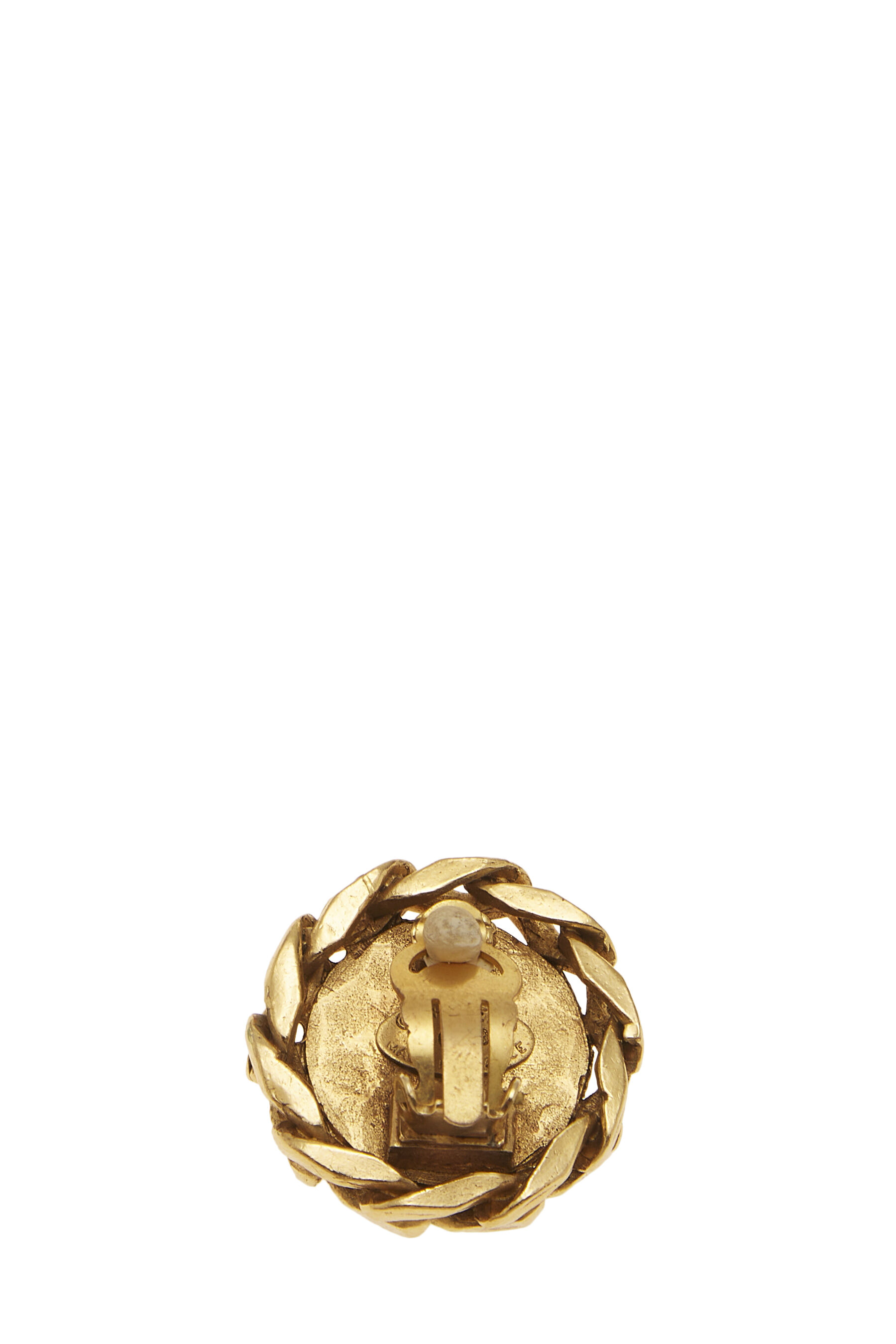 Gold & Crystal 'CC' Logo Chain Button Earrings