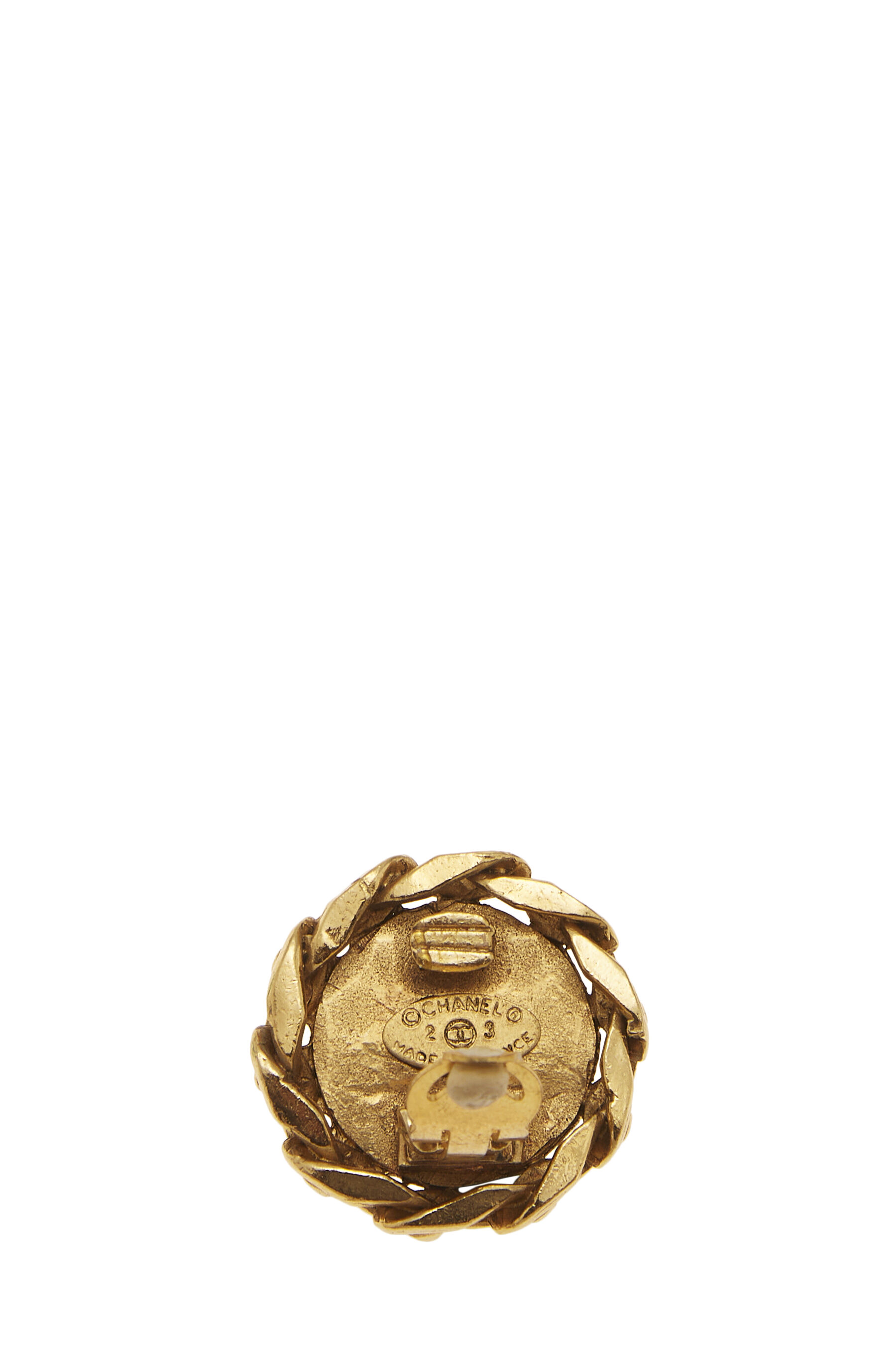Gold & Crystal 'CC' Logo Chain Button Earrings