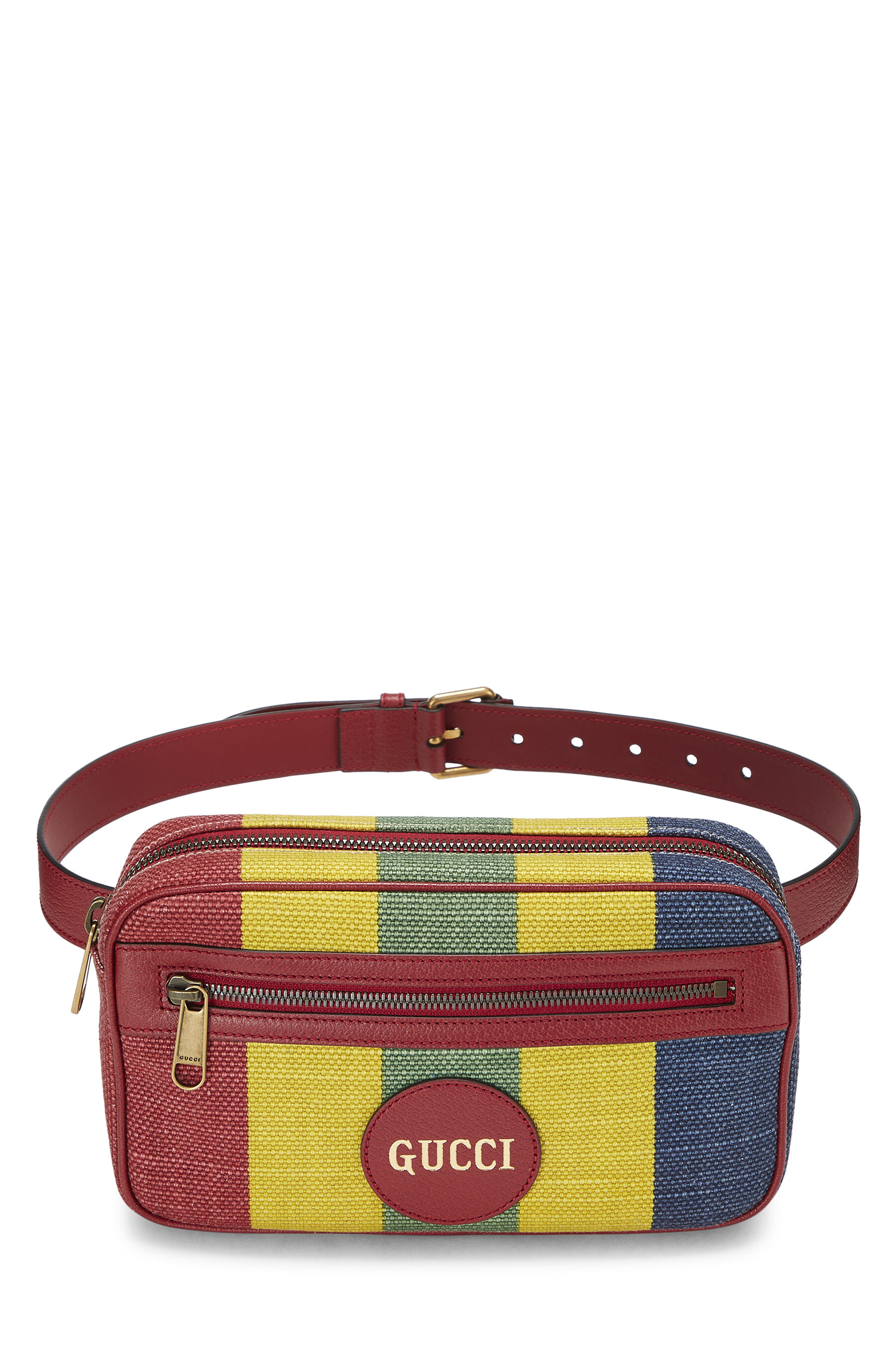 Gucci - Red Leather & Canvas Sylvie Baiadera Belt Bag