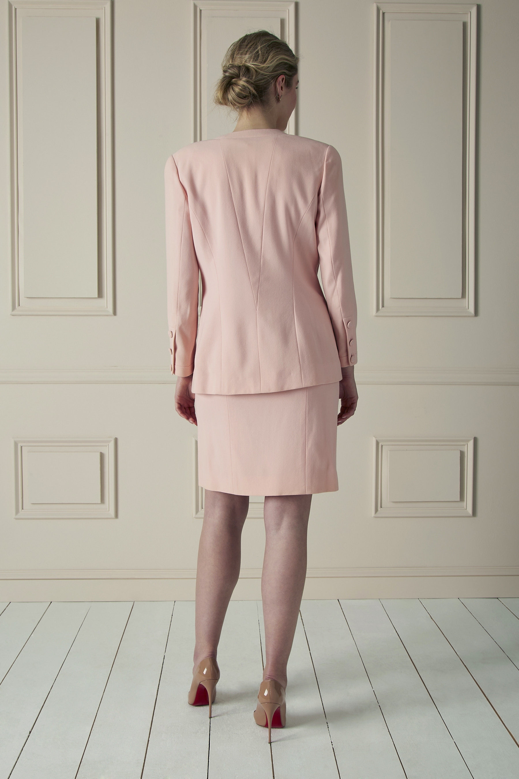 Pink Wool Skirt Suit Set