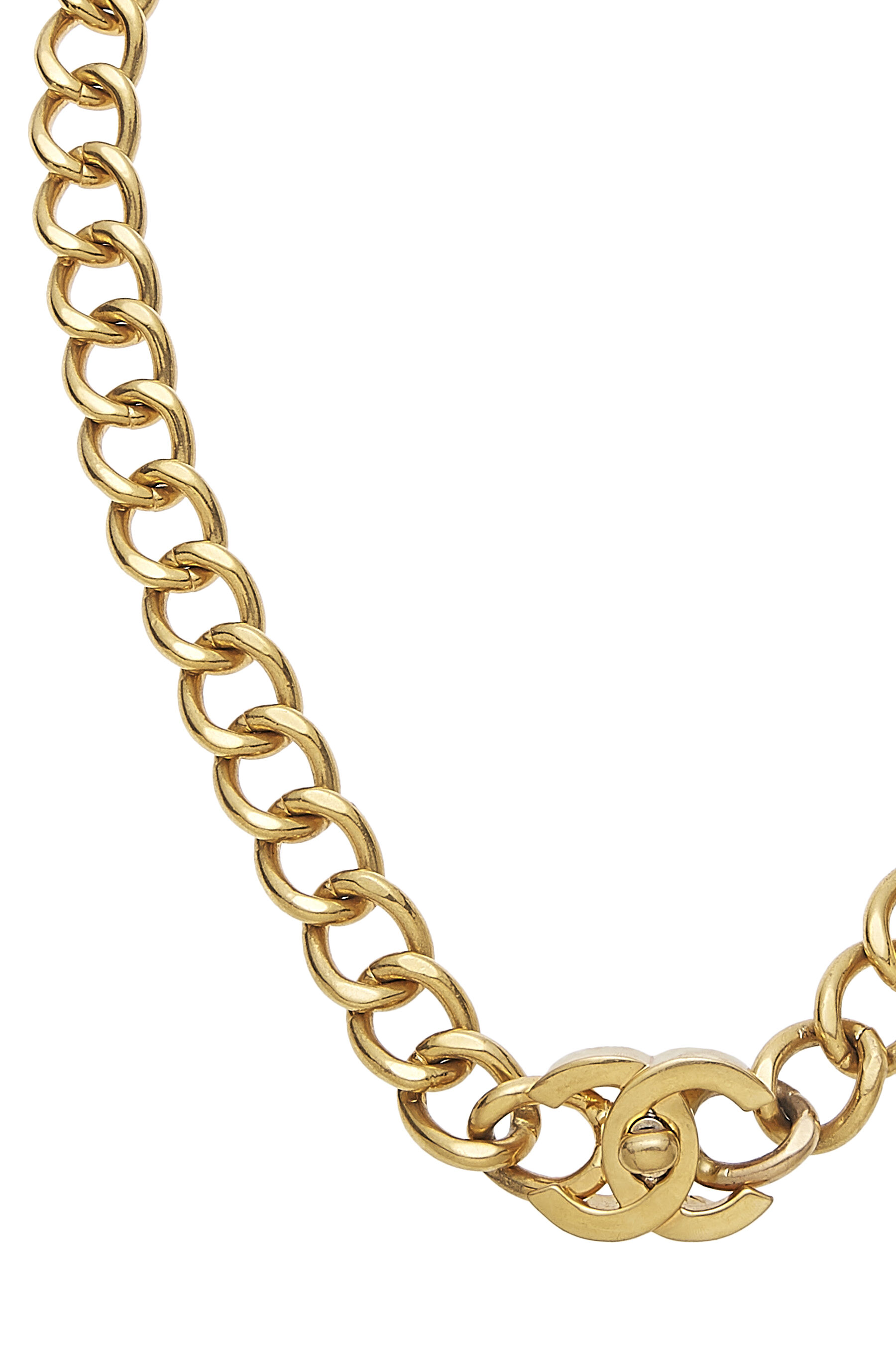 Gold &apos;CC&apos; Turnlock Necklace Large