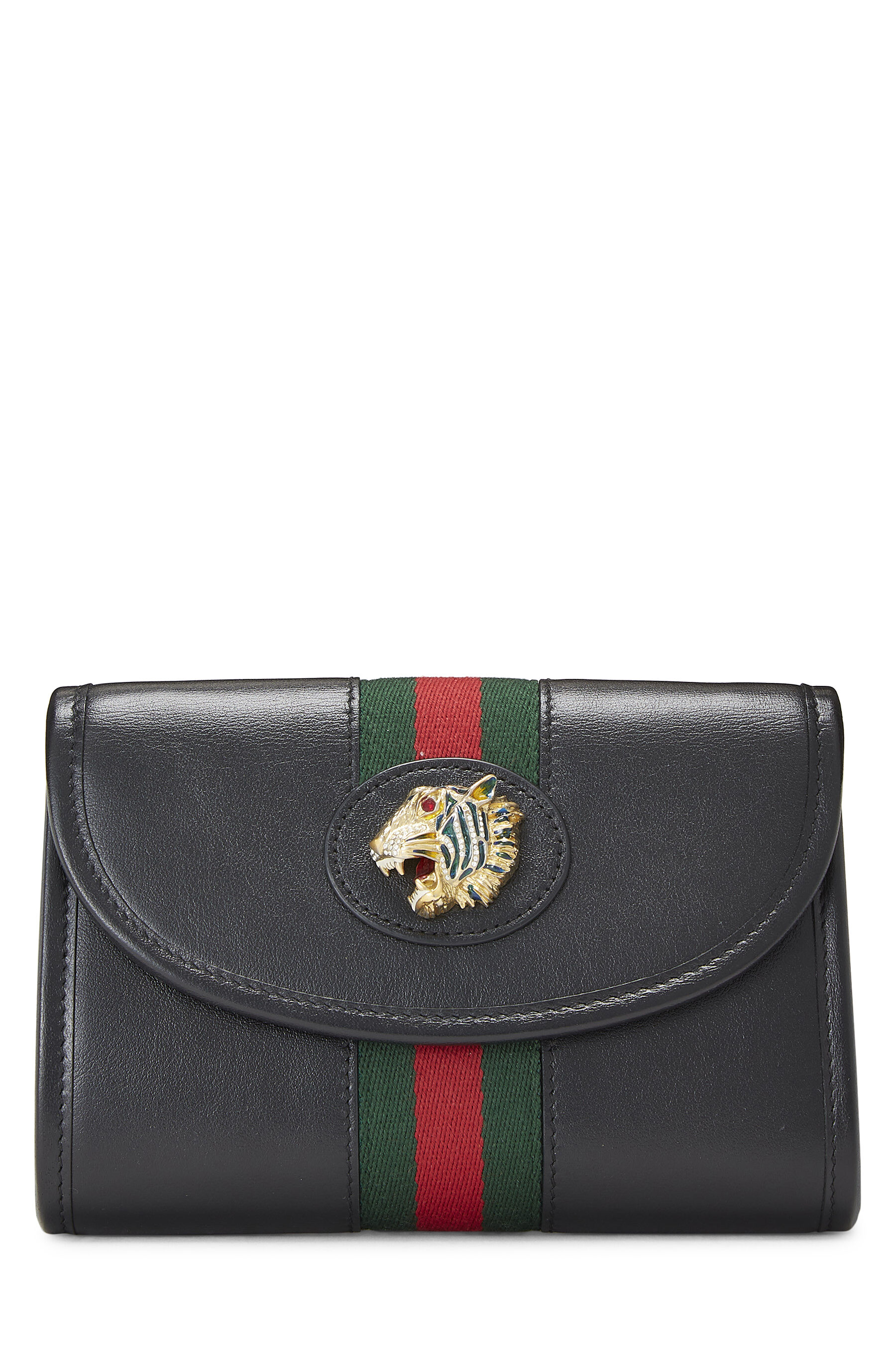 Gucci Black Leather Web Rajah Shoulder Bag Mini