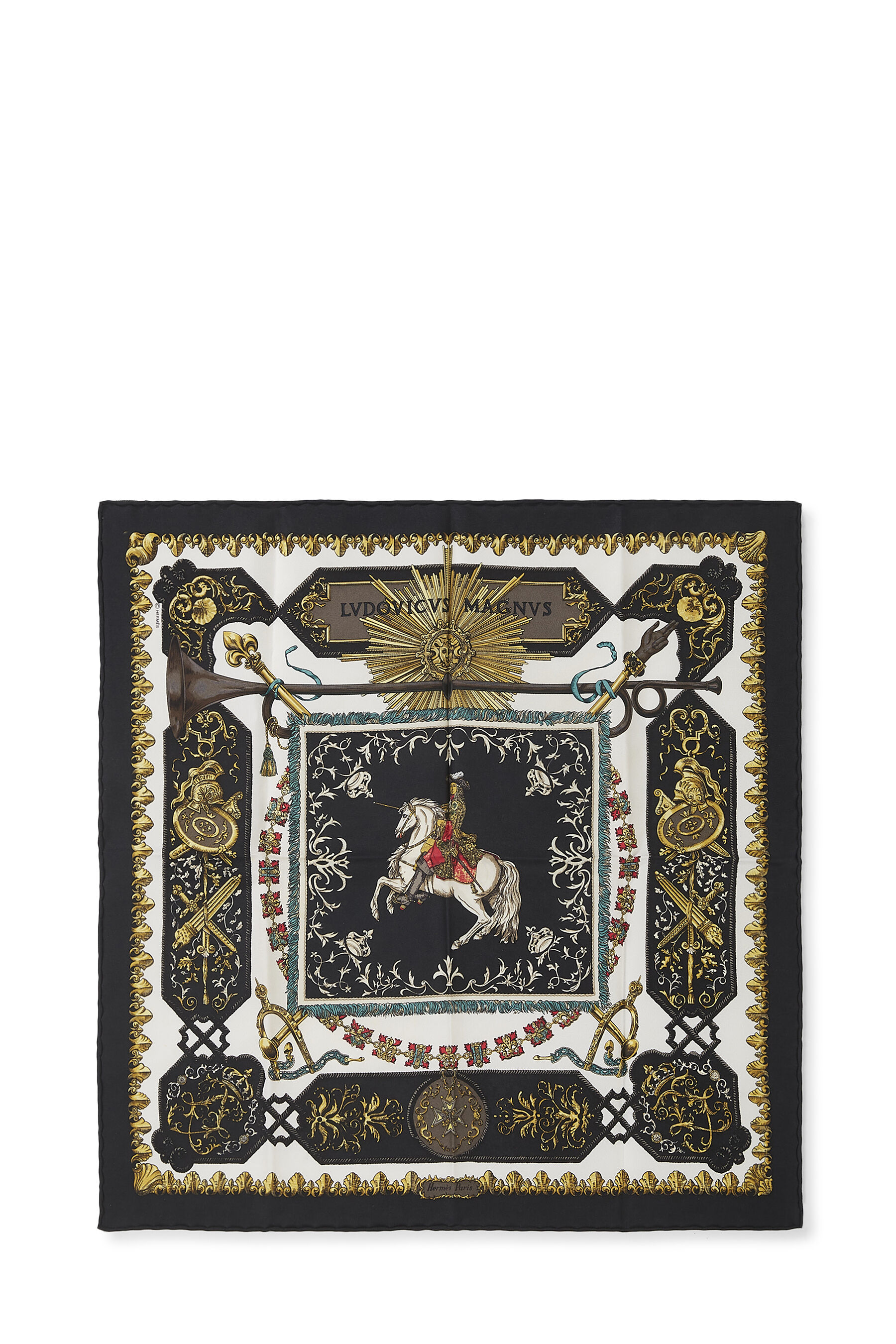 Black & Multicolor 'Ludovicus Magnus' Pocket Square