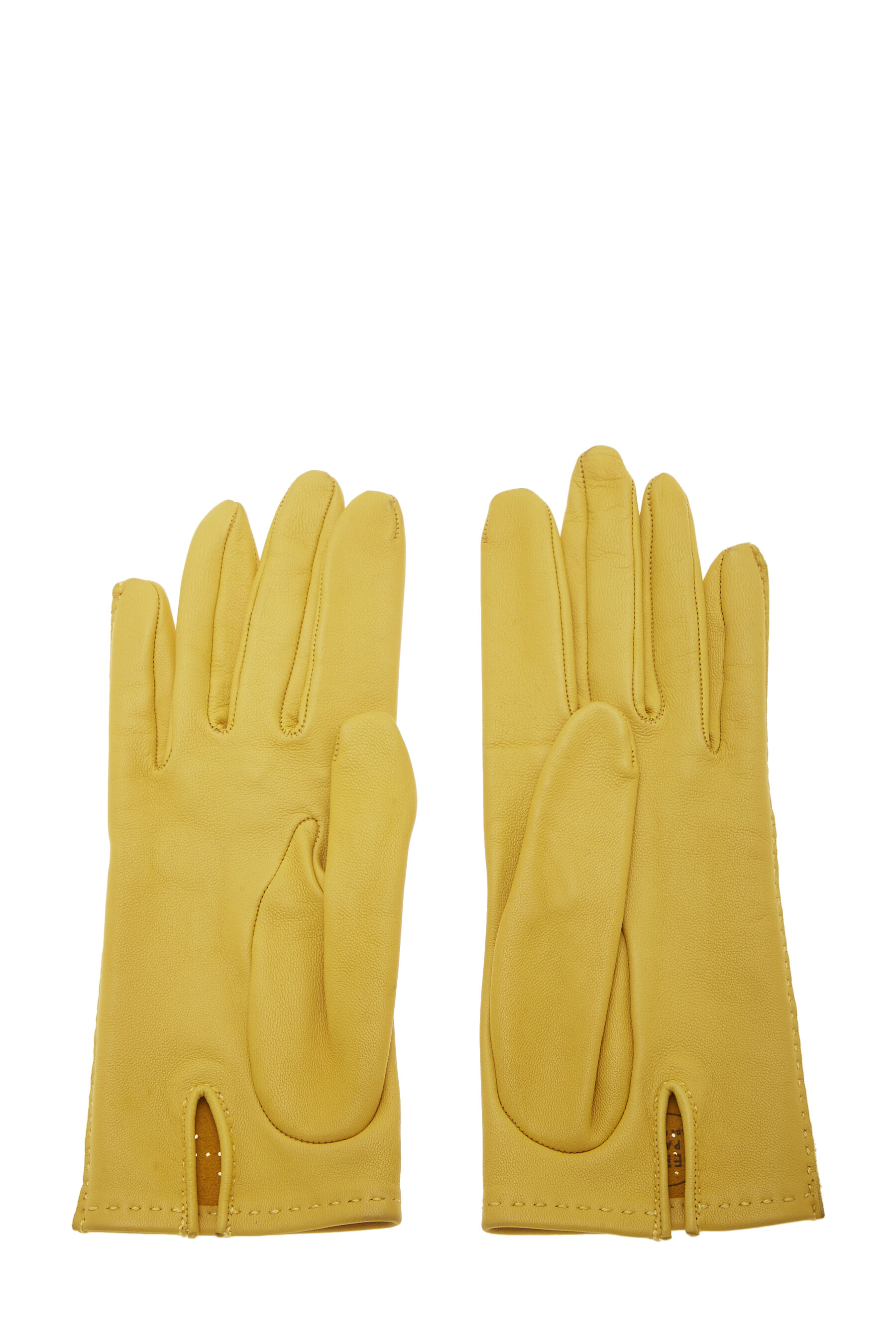 Yellow Perforated Lambskin Gloves