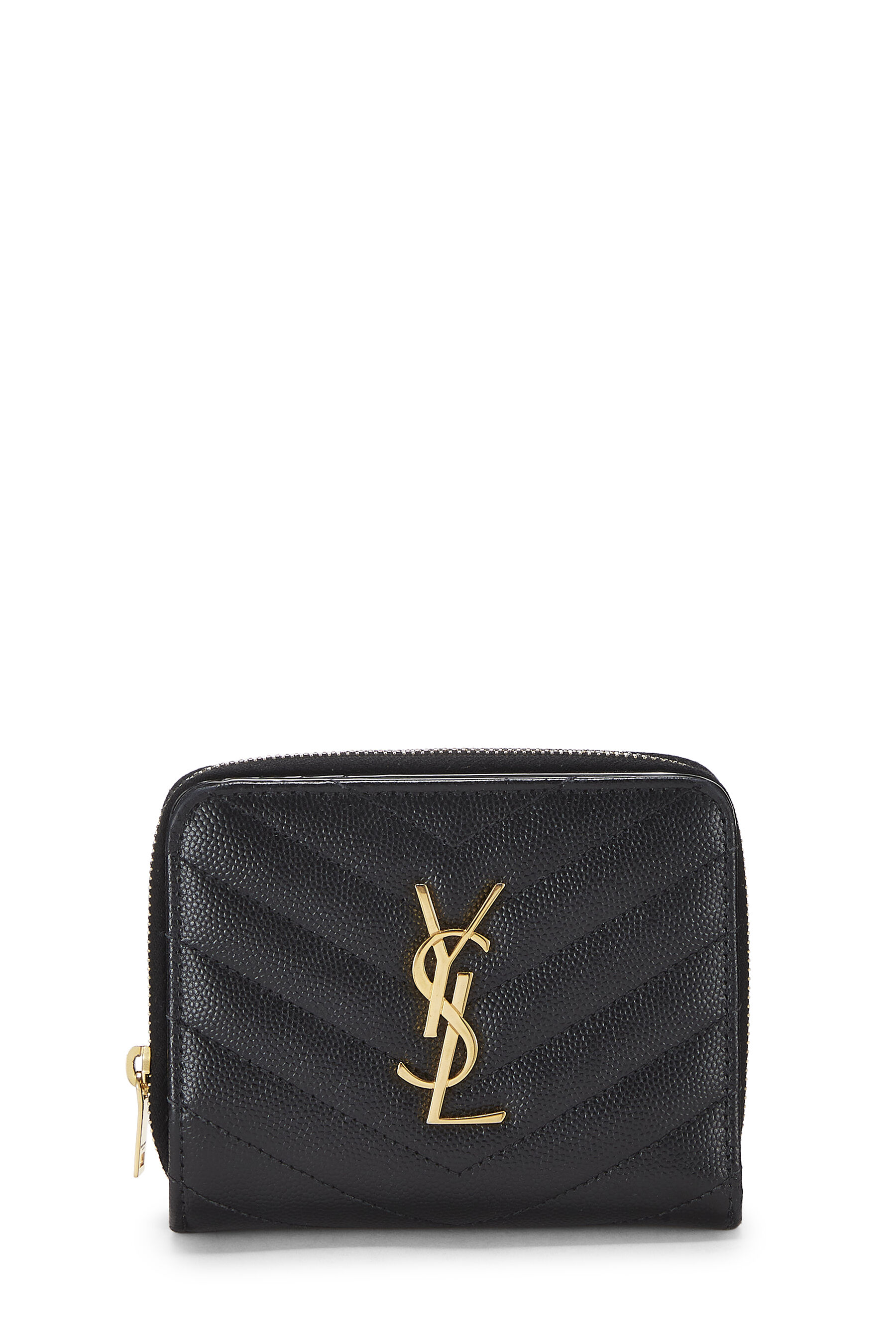 YSL Black Grainy Leather Compact Wallet