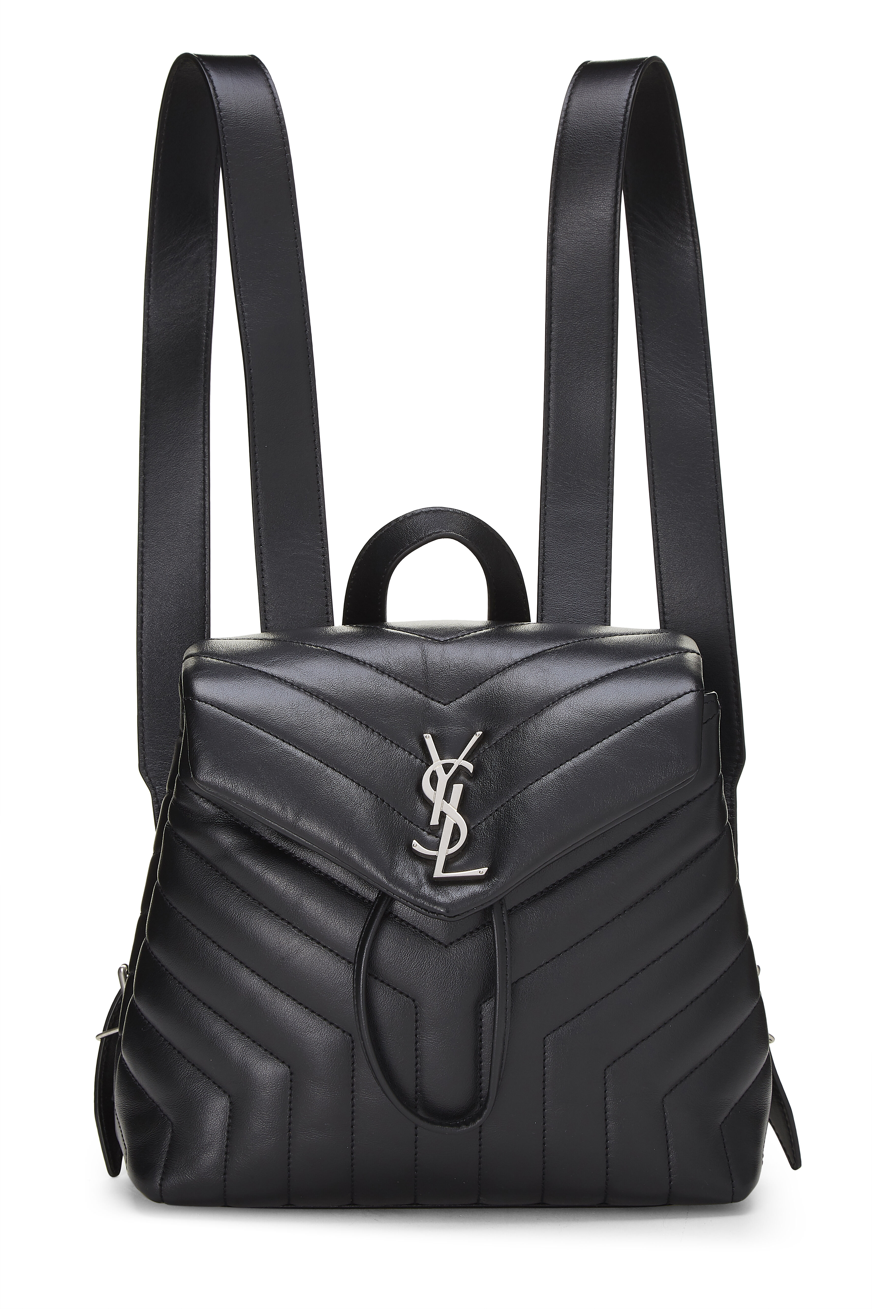 YSL Black Calfskin Monogram Loulou Backpack Small