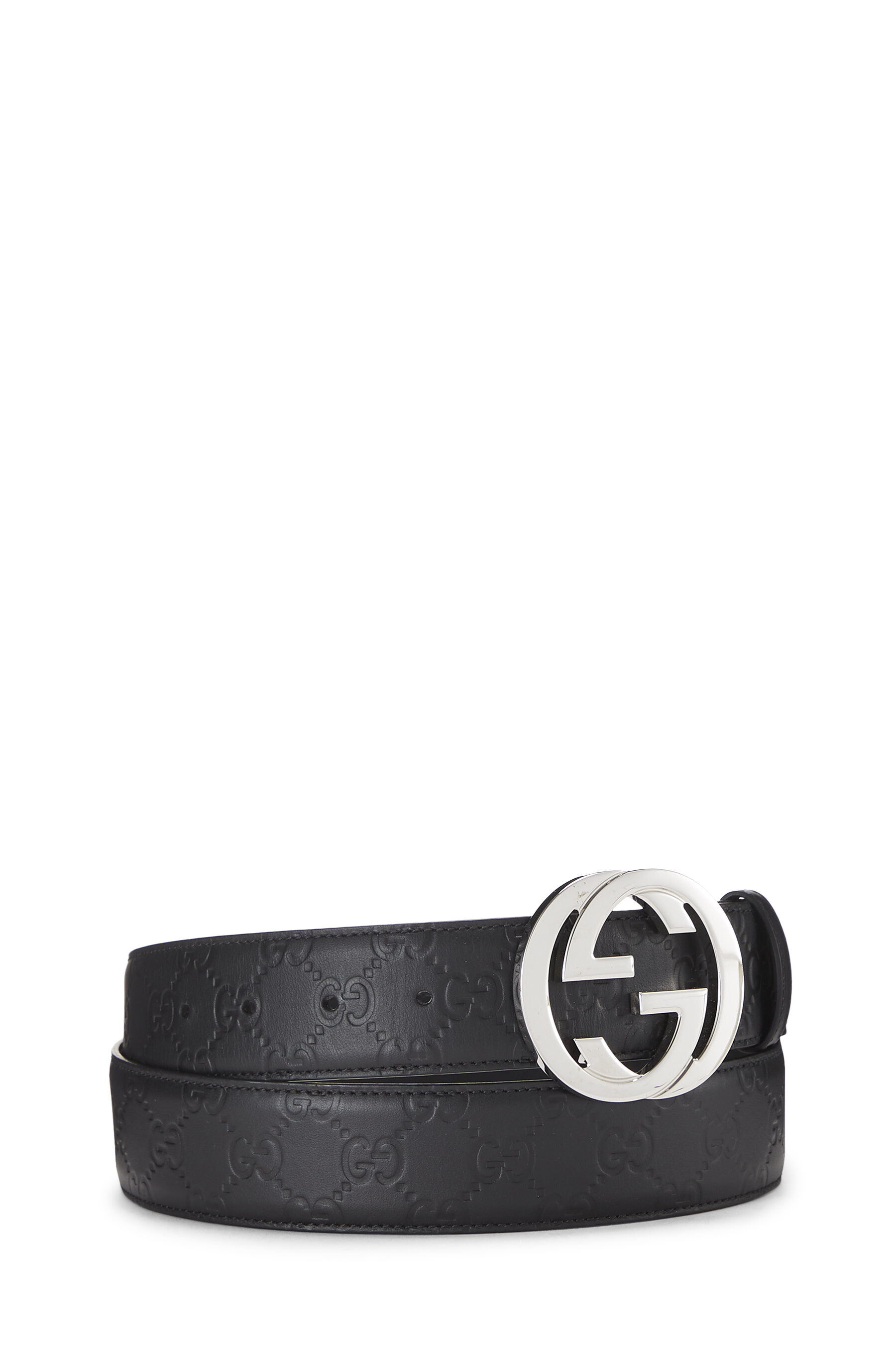 Gucci Black Microguccissima Leather Interlocking GG Belt