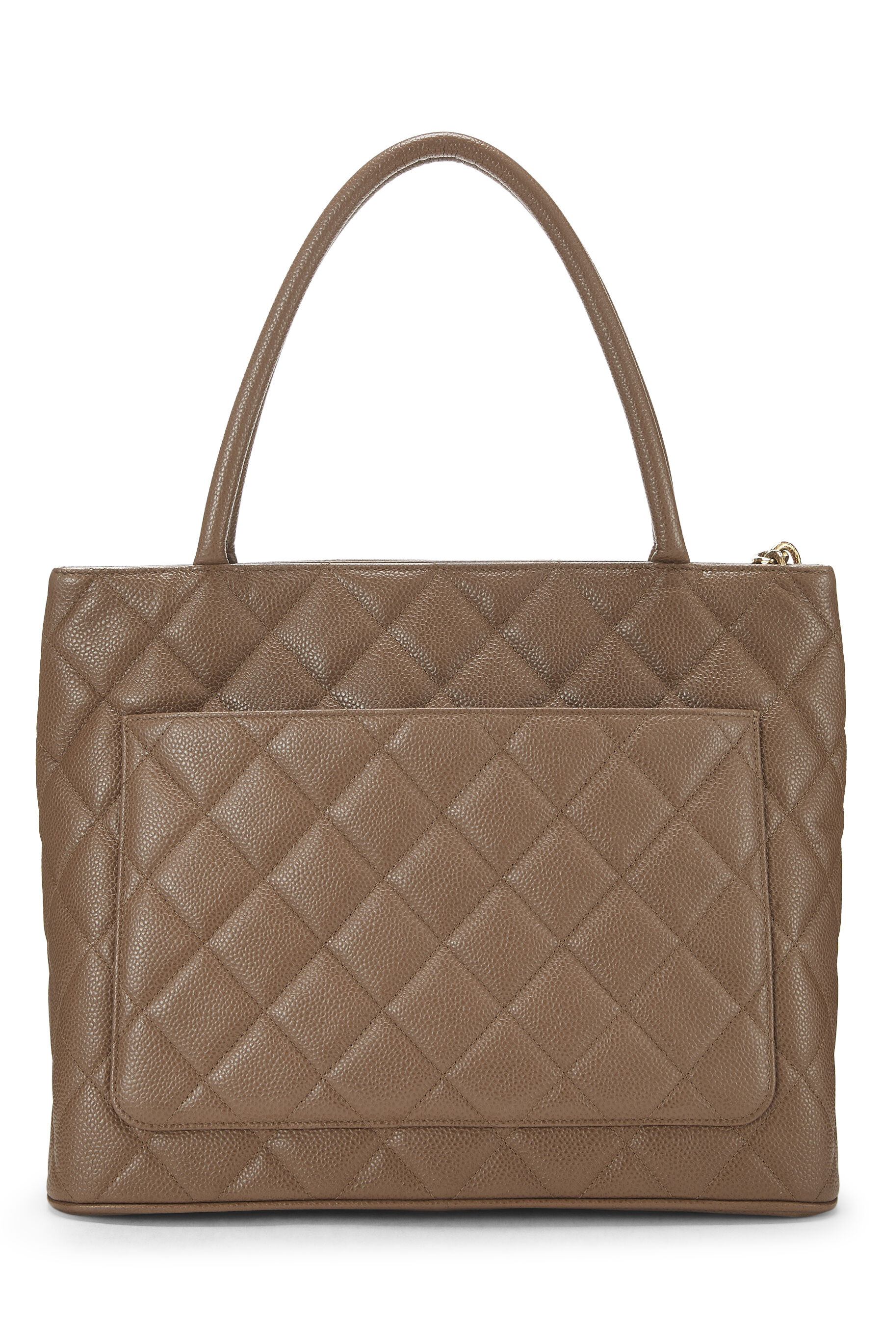 Brown Quilted Caviar Medallion Tote