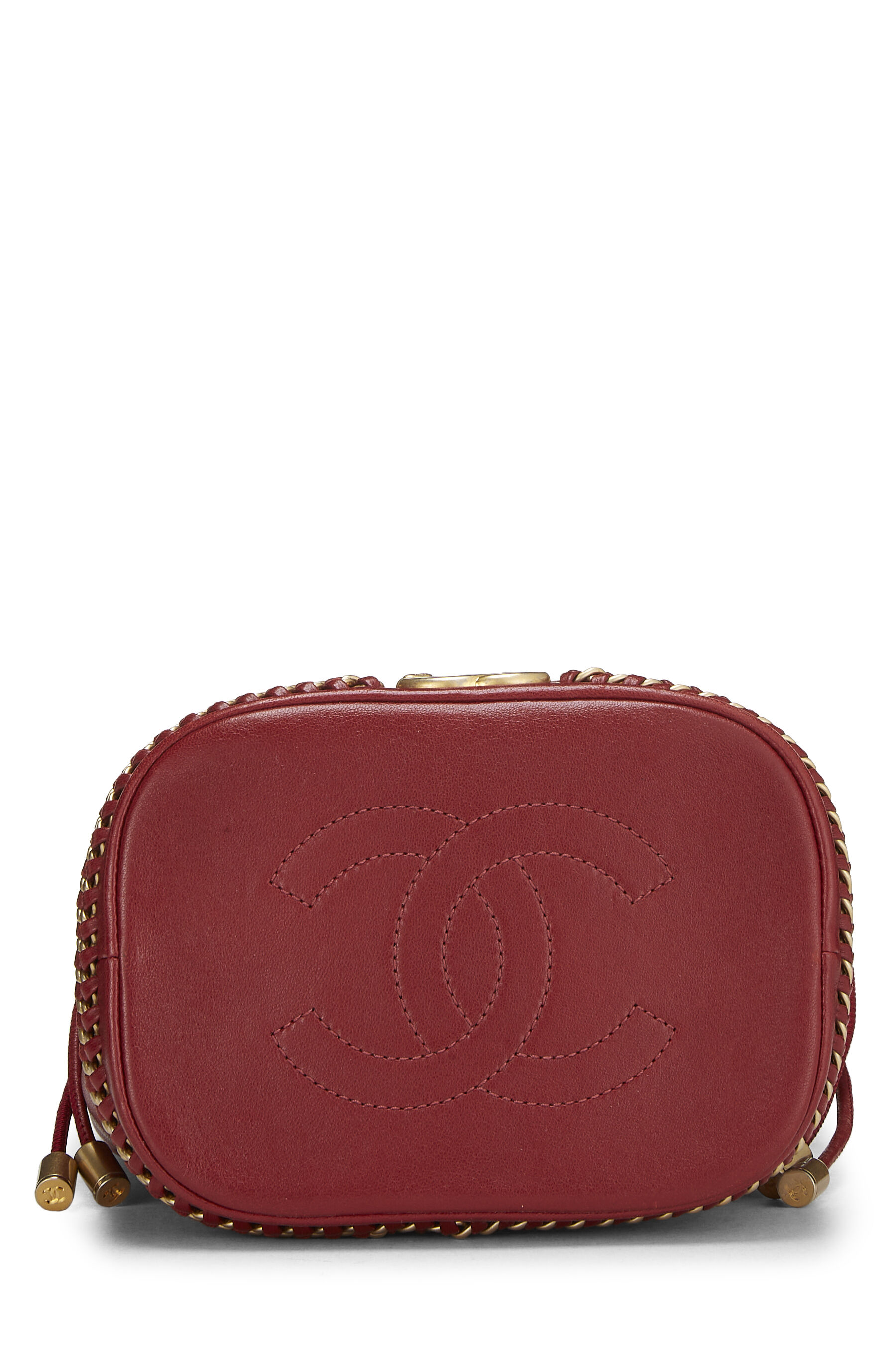 Paris-Cosmopolite Red Chevron Lambskin Bucket Bag Small
