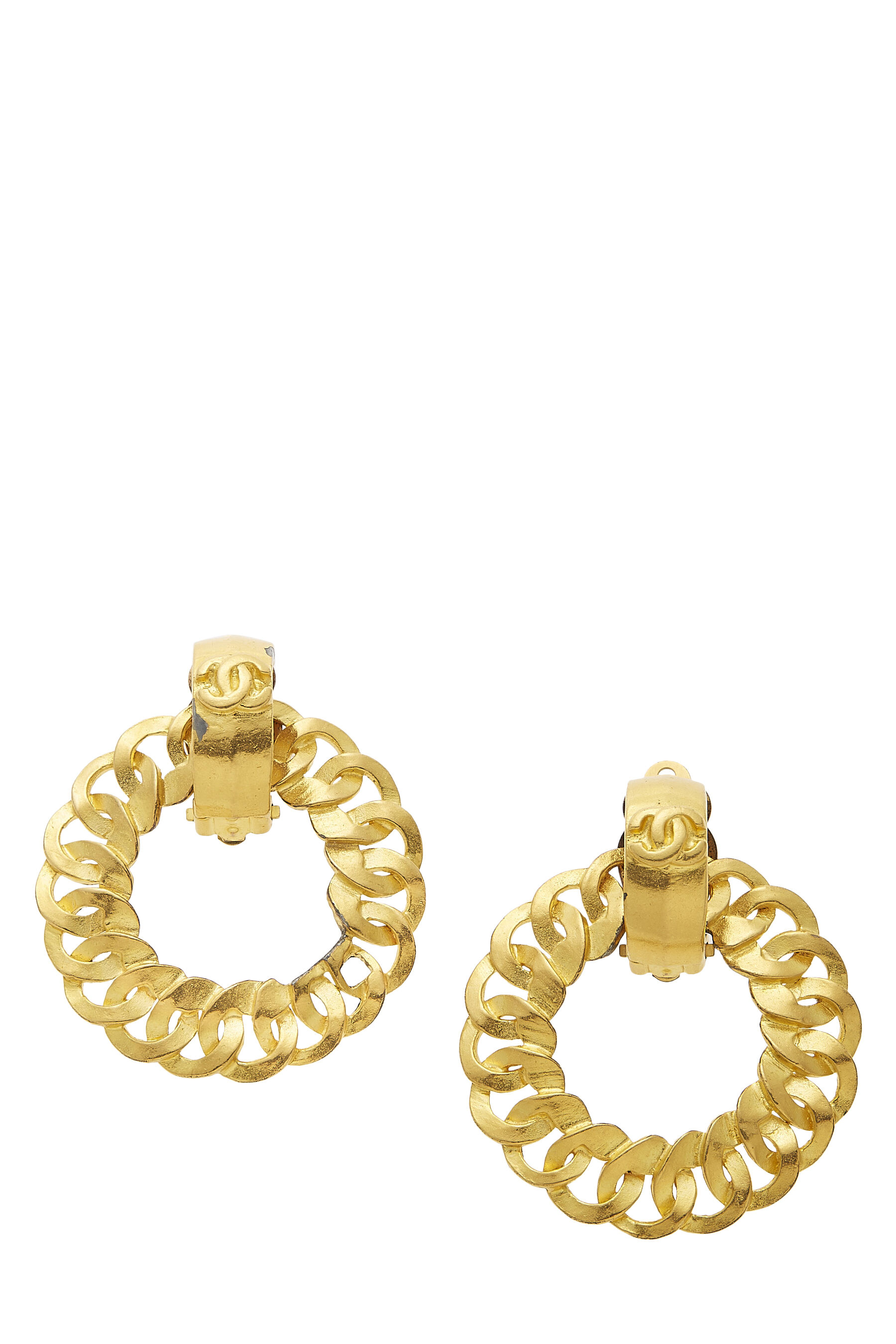 Chanel Gold Chain Hoop Earrings