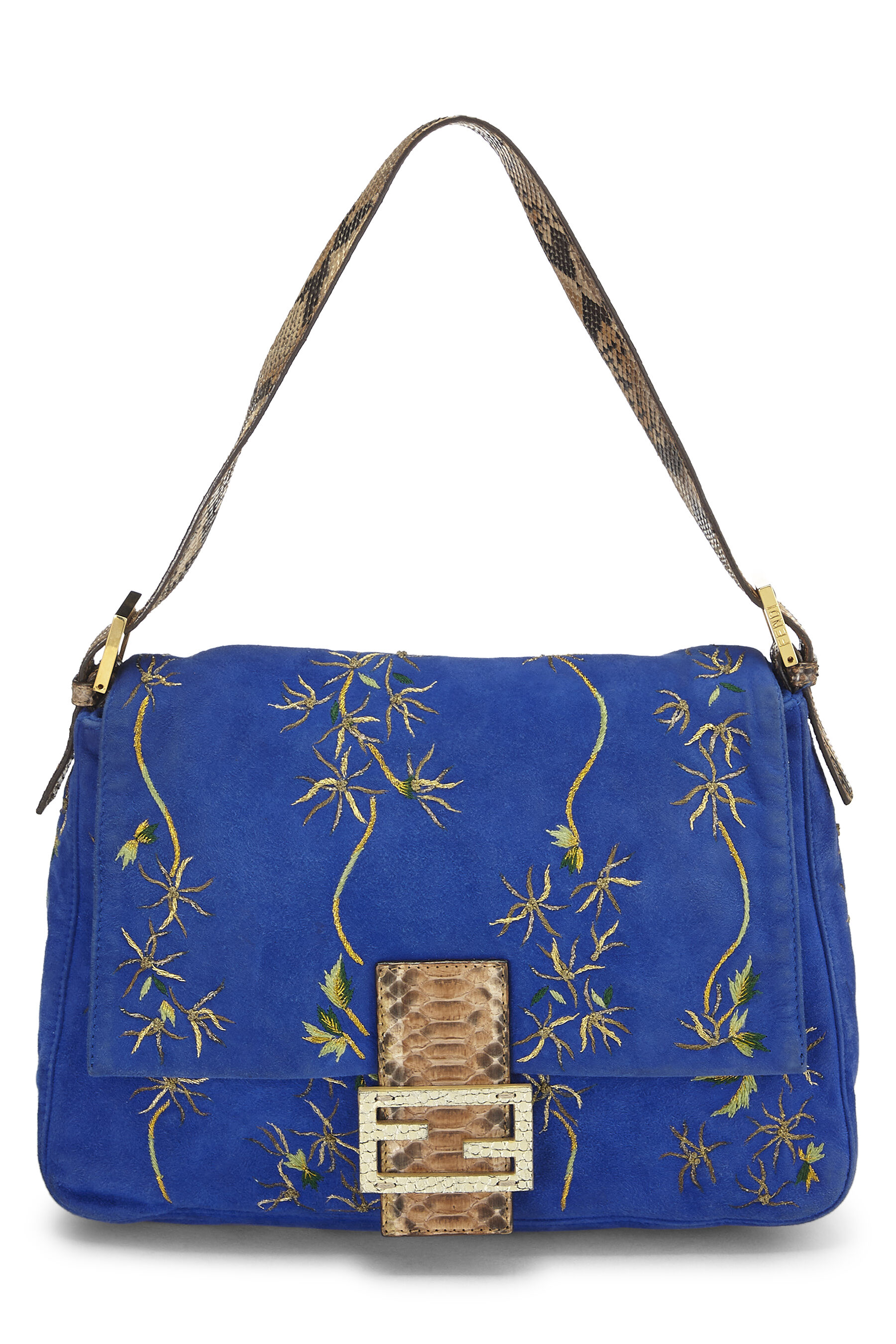 Blue Suede Embroidered Mama
