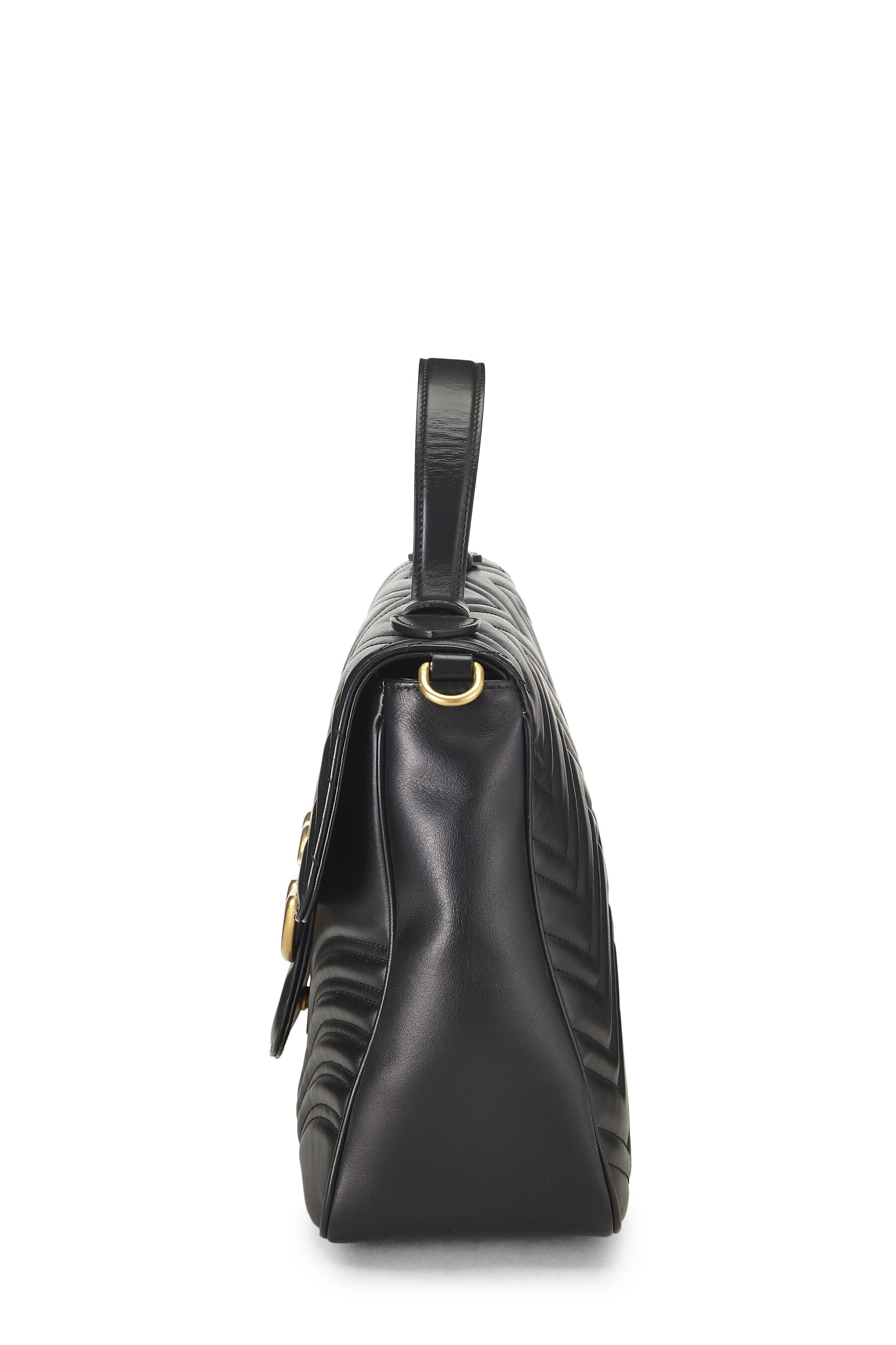 Black Leather GG Marmont Top Handle Shoulder Bag Medium