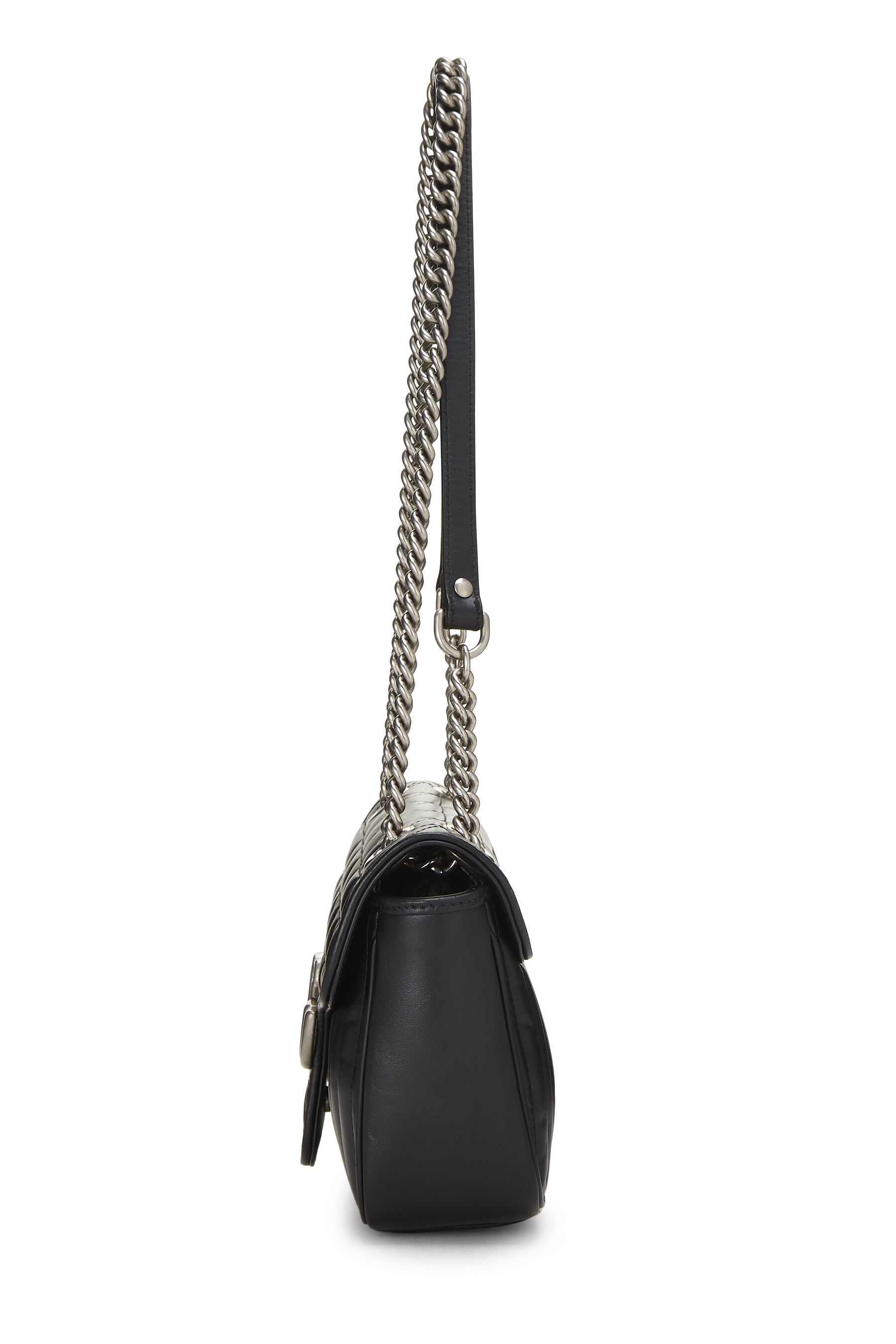 Black Leather GG Marmont Shoulder Bag Small