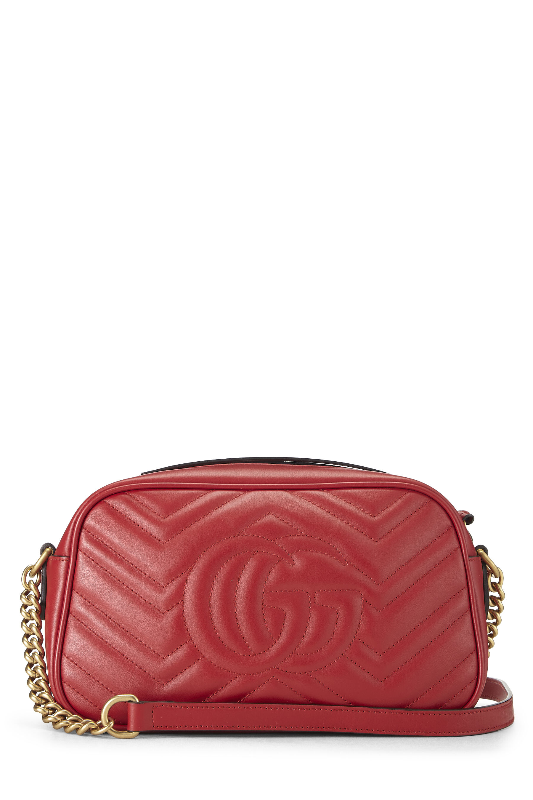 Red Leather GG Marmont Crossbody Bag Small