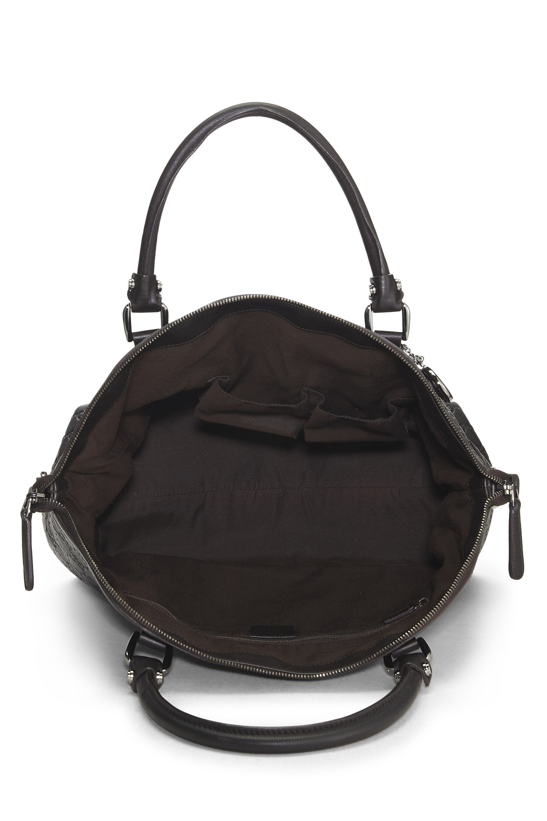 Brown Leather Dome Handle Bag Large
