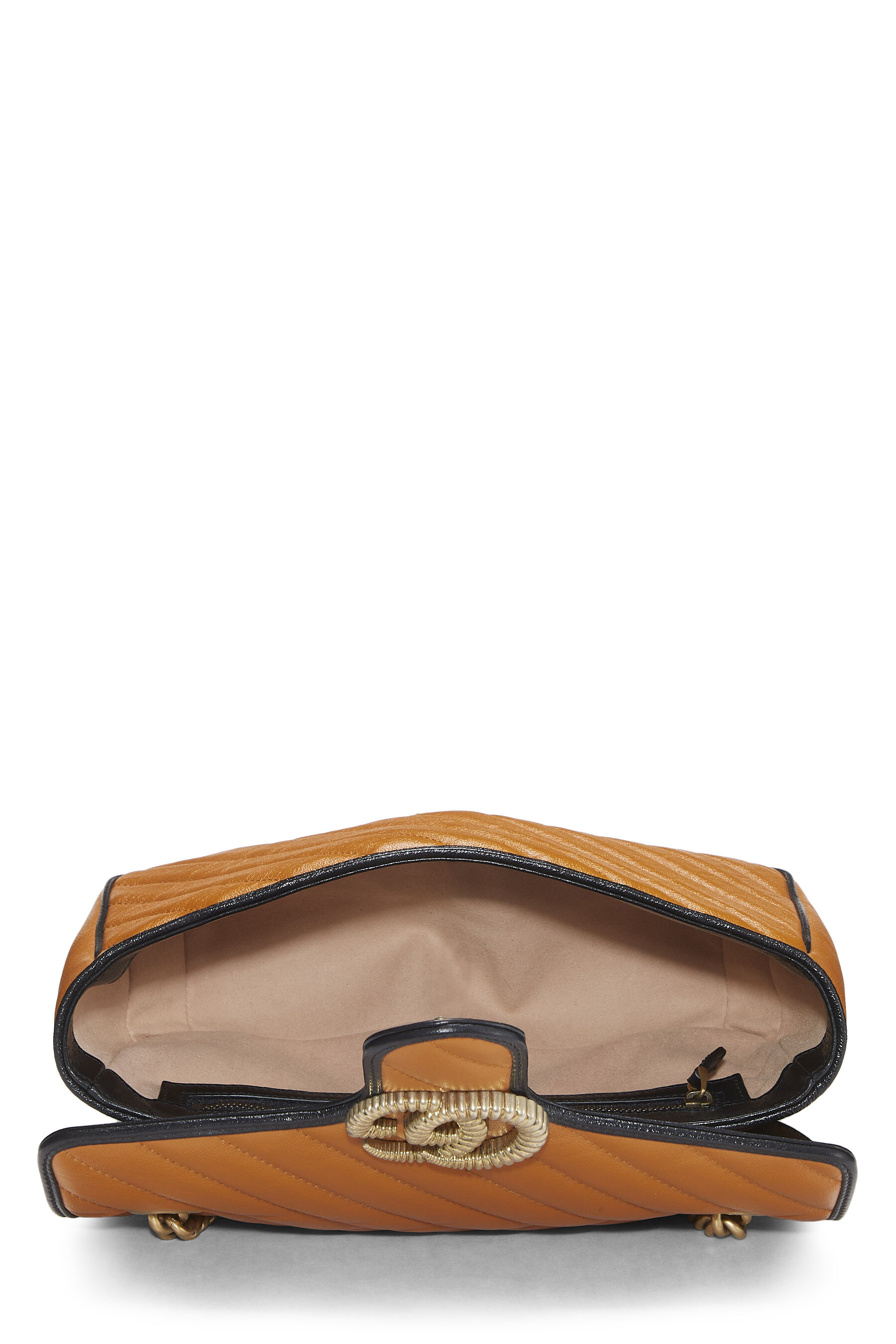 Orange Leather Torchon GG Marmont Shoulder Bag Small