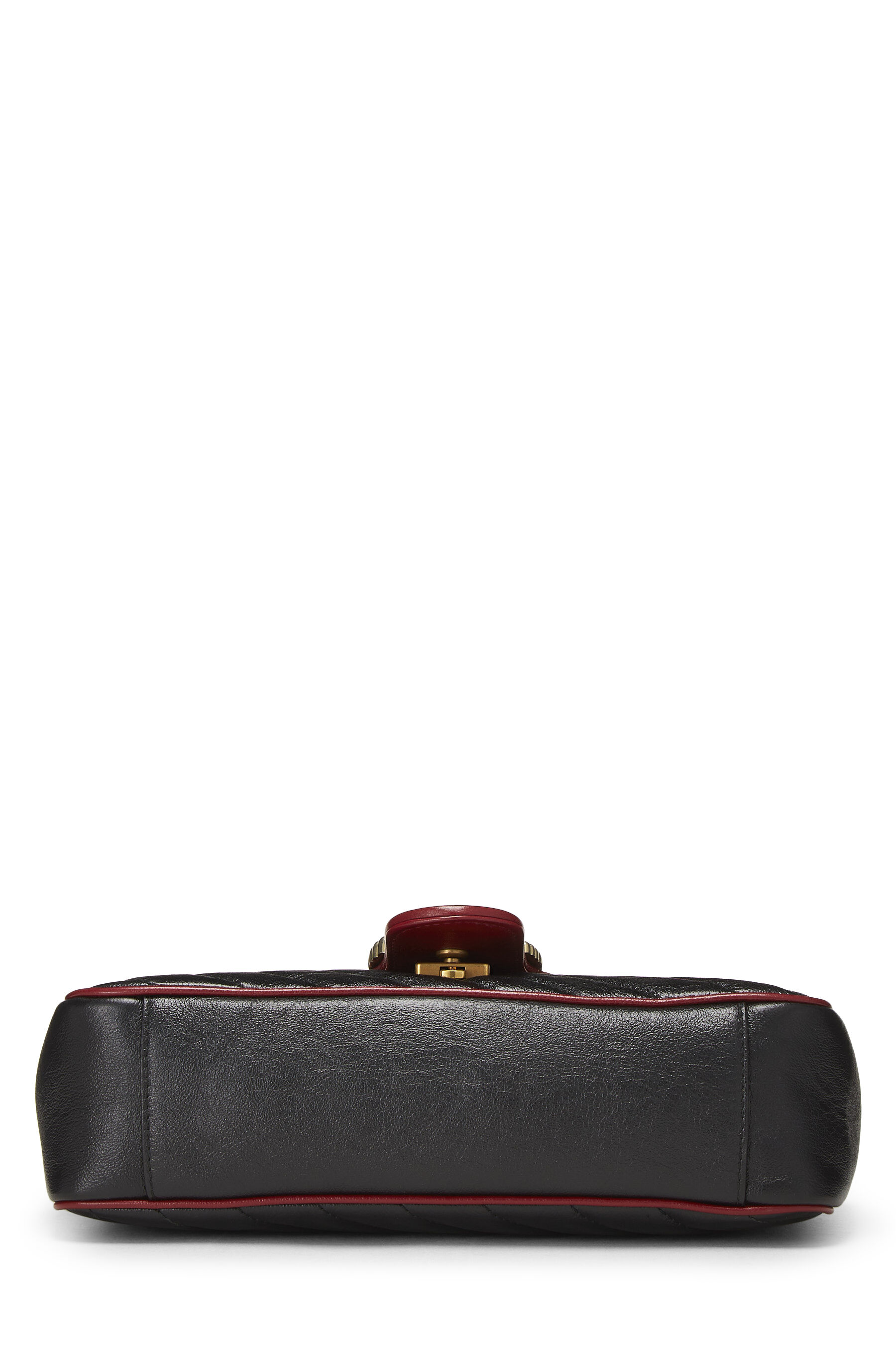 Black Leather Torchon Marmont Shoulder Bag Small