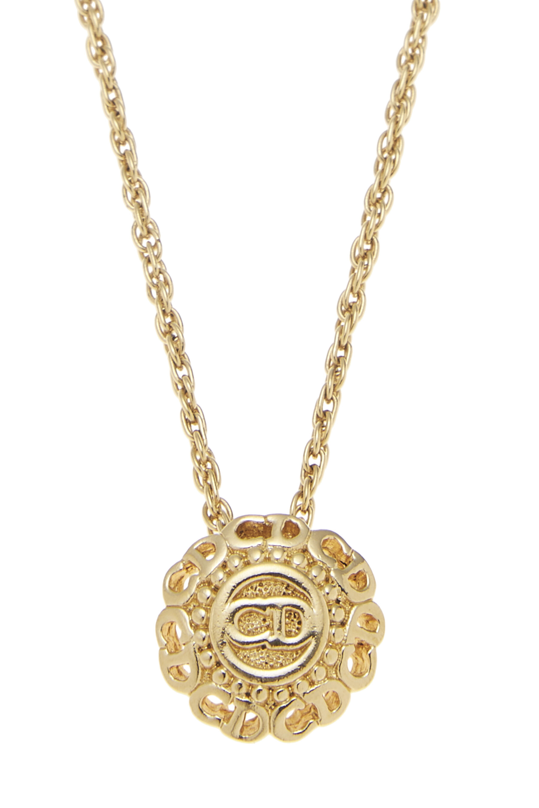 Gold Round 'CD' Necklace