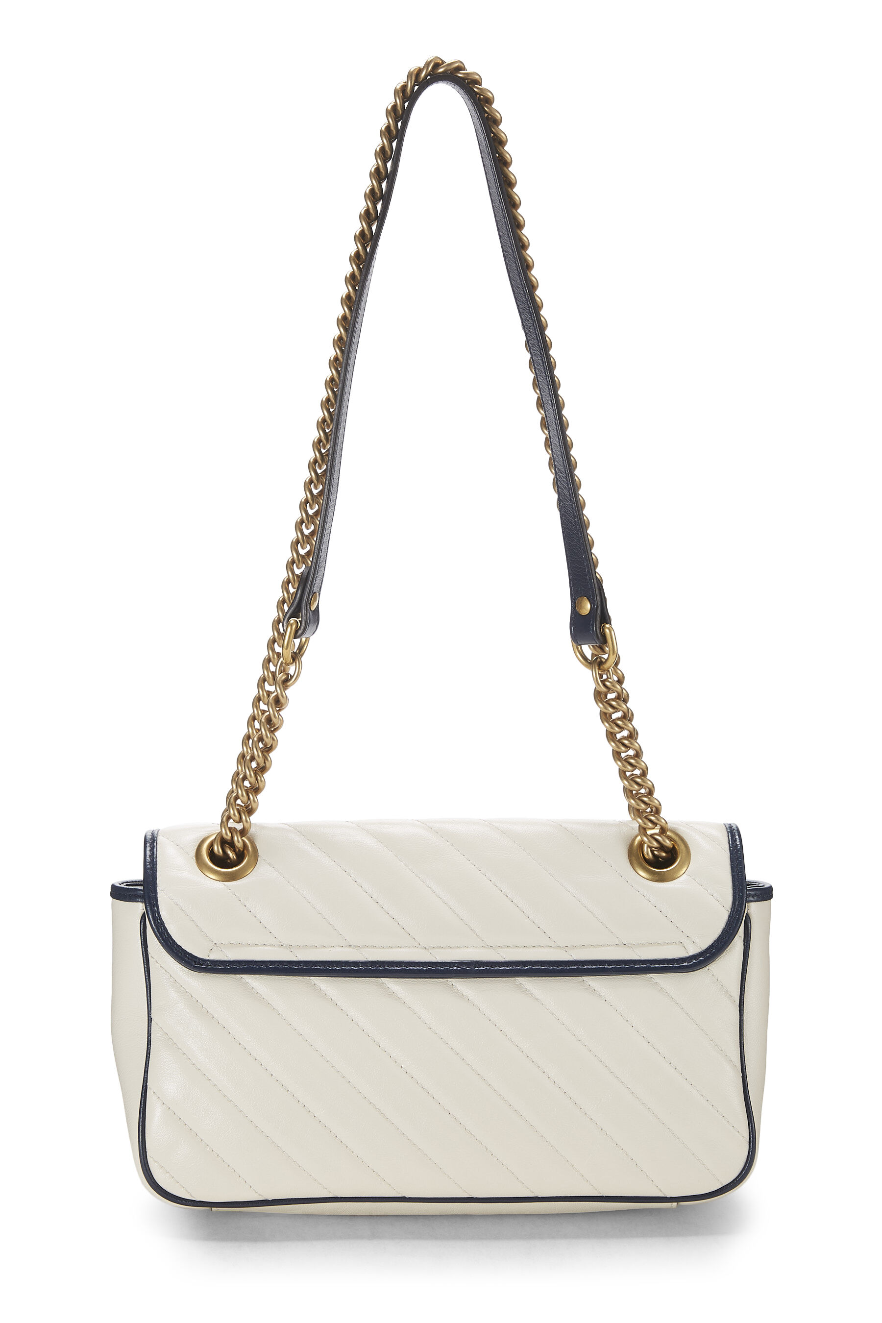 White Leather Torchon GG Marmont Shoulder Bag Small