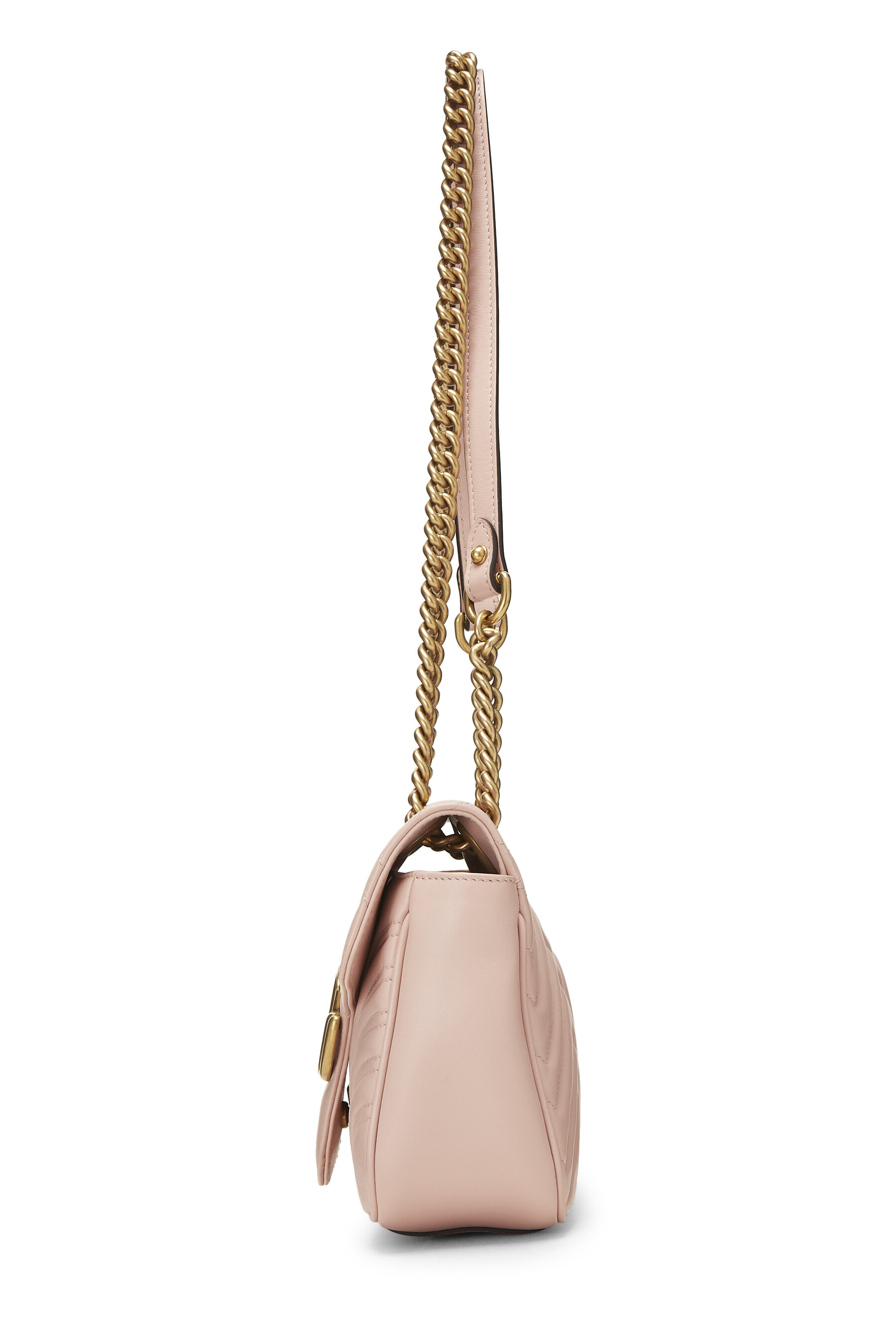 Pink Leather GG Marmont Shoulder Bag Small
