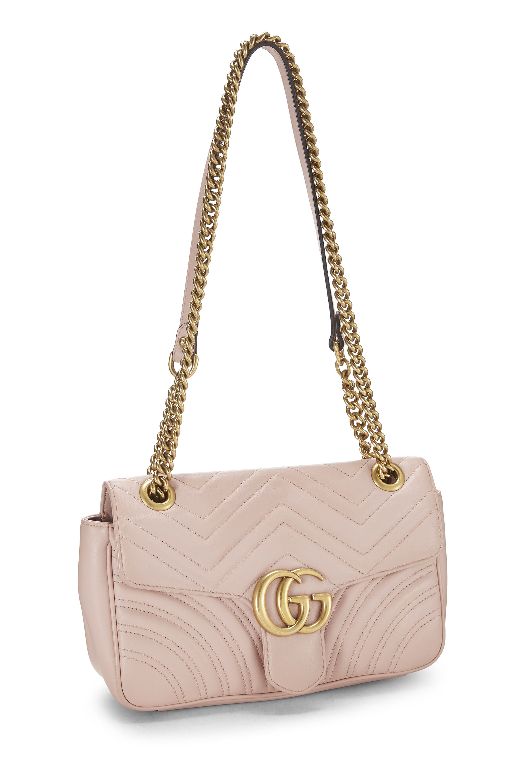 Pink Matelassé Leather GG Marmont Shoulder Bag